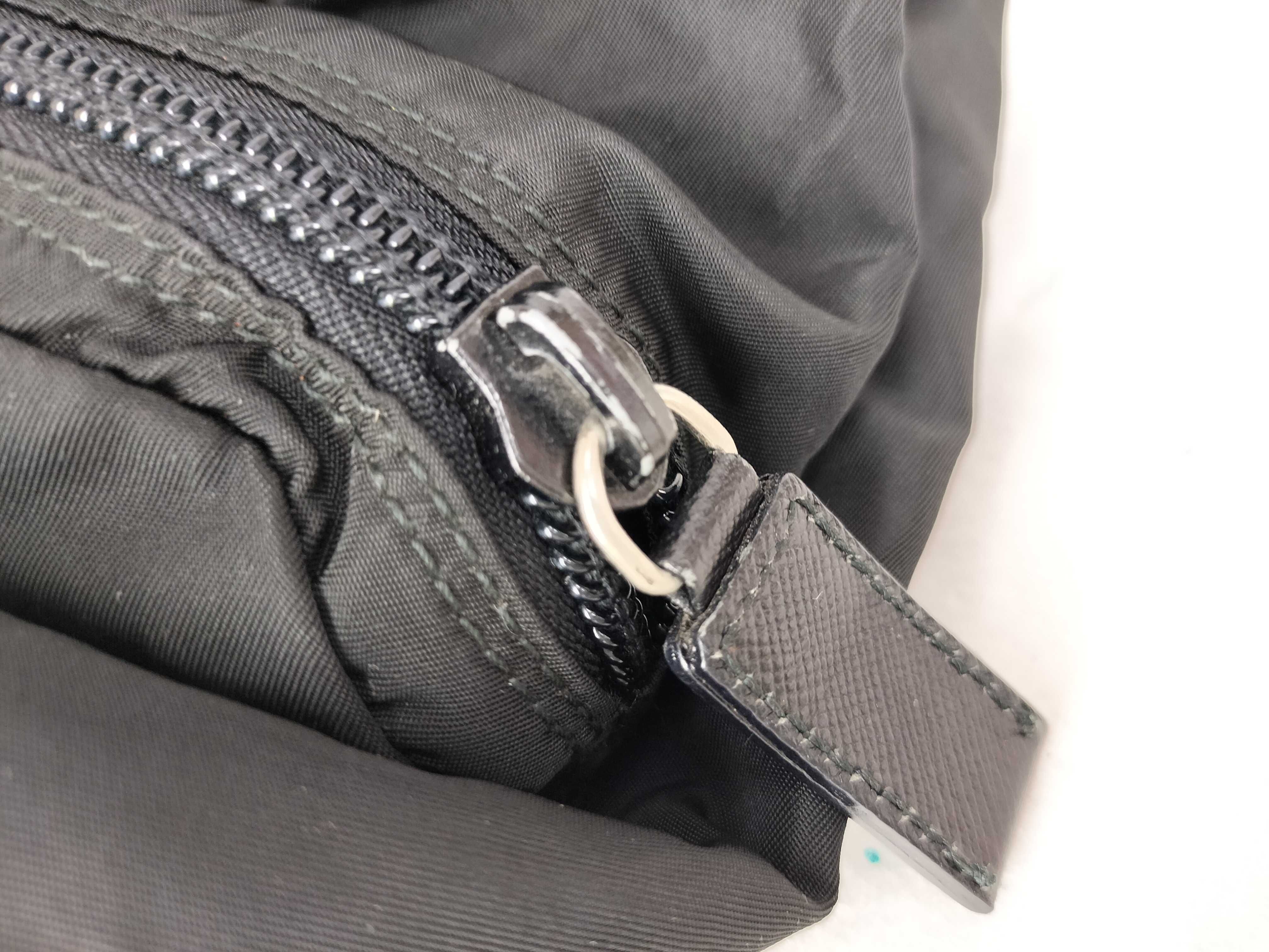 Nylon Prada Backpack, Black, Triangle Plate Backpack — view 14
