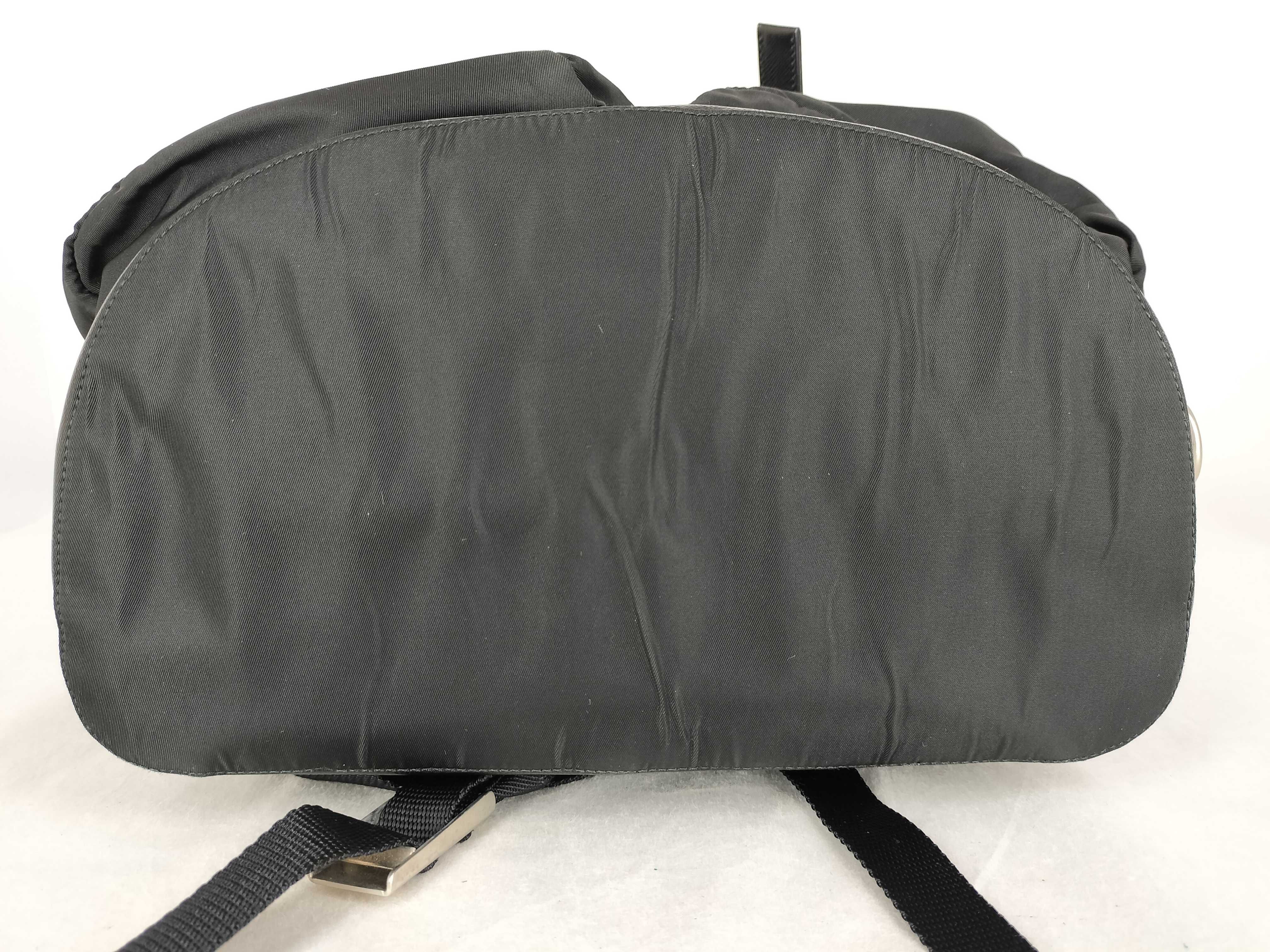 Nylon Prada Backpack, Black, Triangle Plate Backpack — view 8