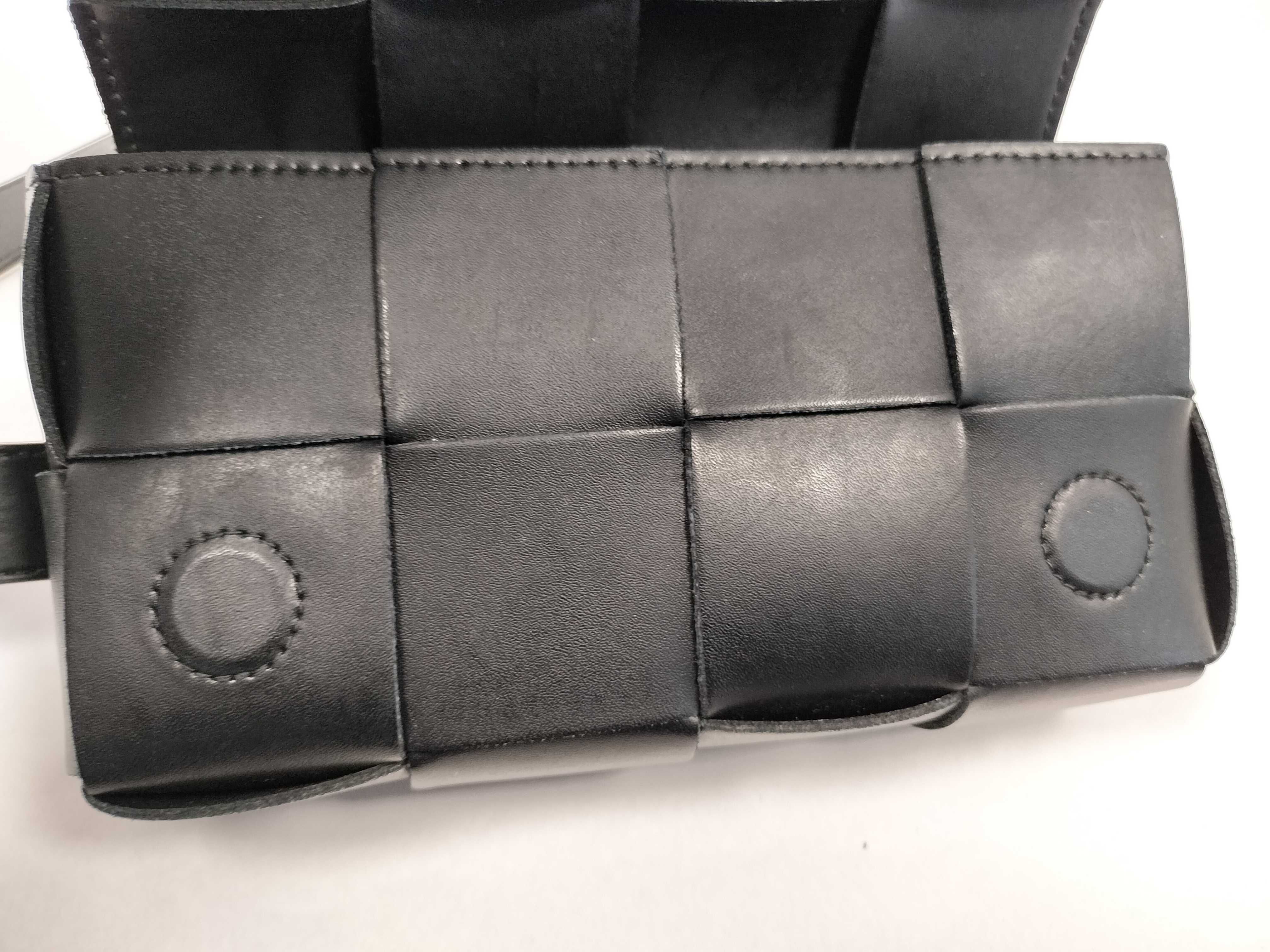Maxi Intrecciato Cassette Leather Shoulder Bag, Black Waist Bag — view 13