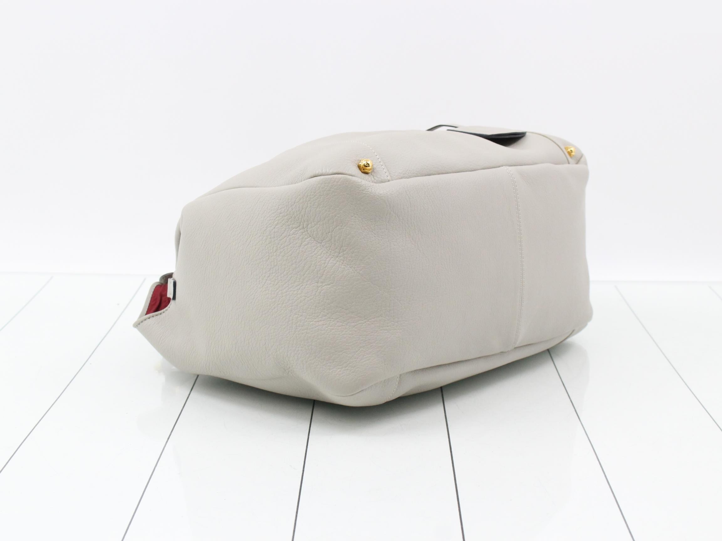 Carrie Hobo Tote Bag, Light Gray Leather — view 5