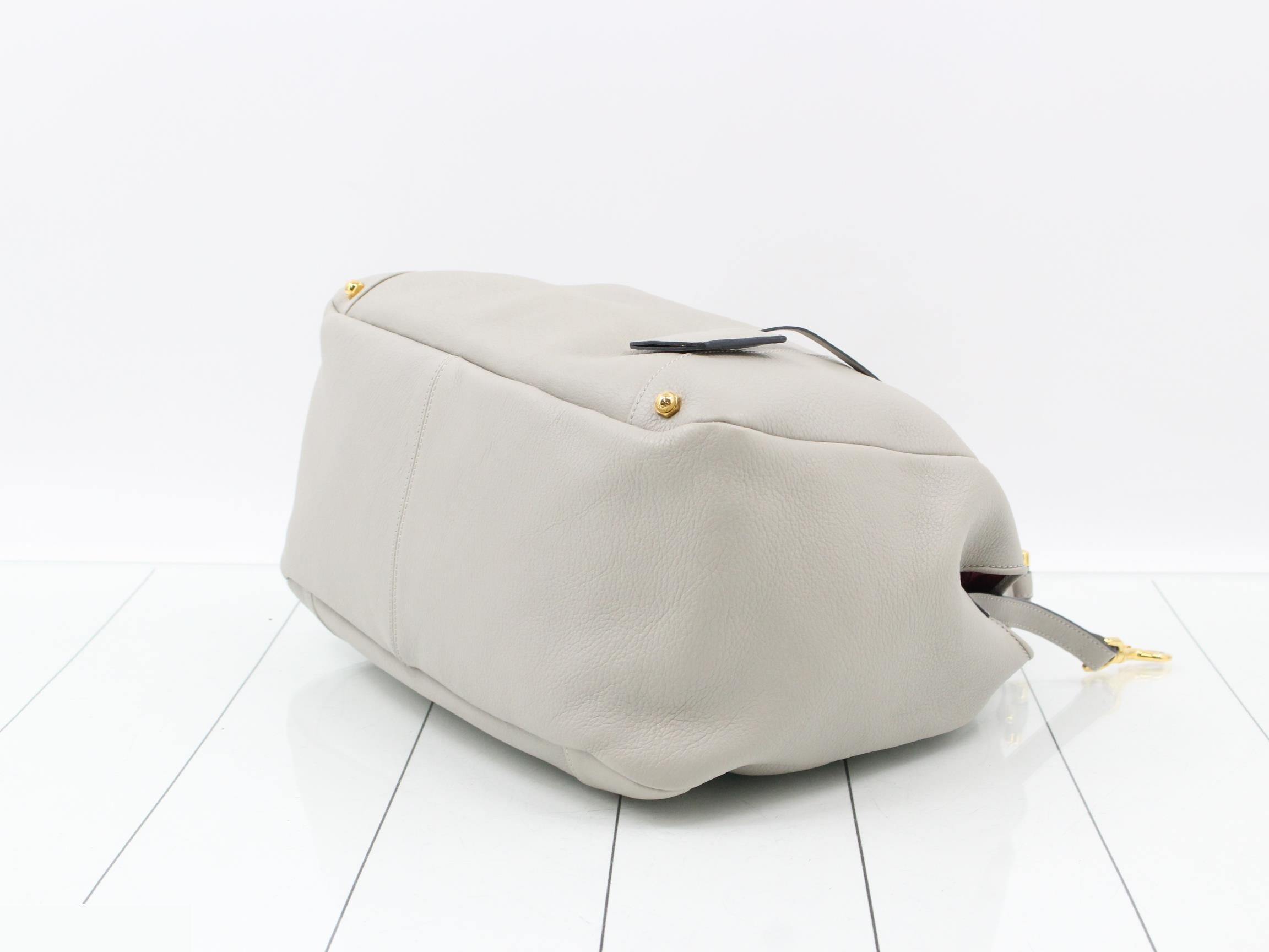 Carrie Hobo Tote Bag, Light Gray Leather — view 6
