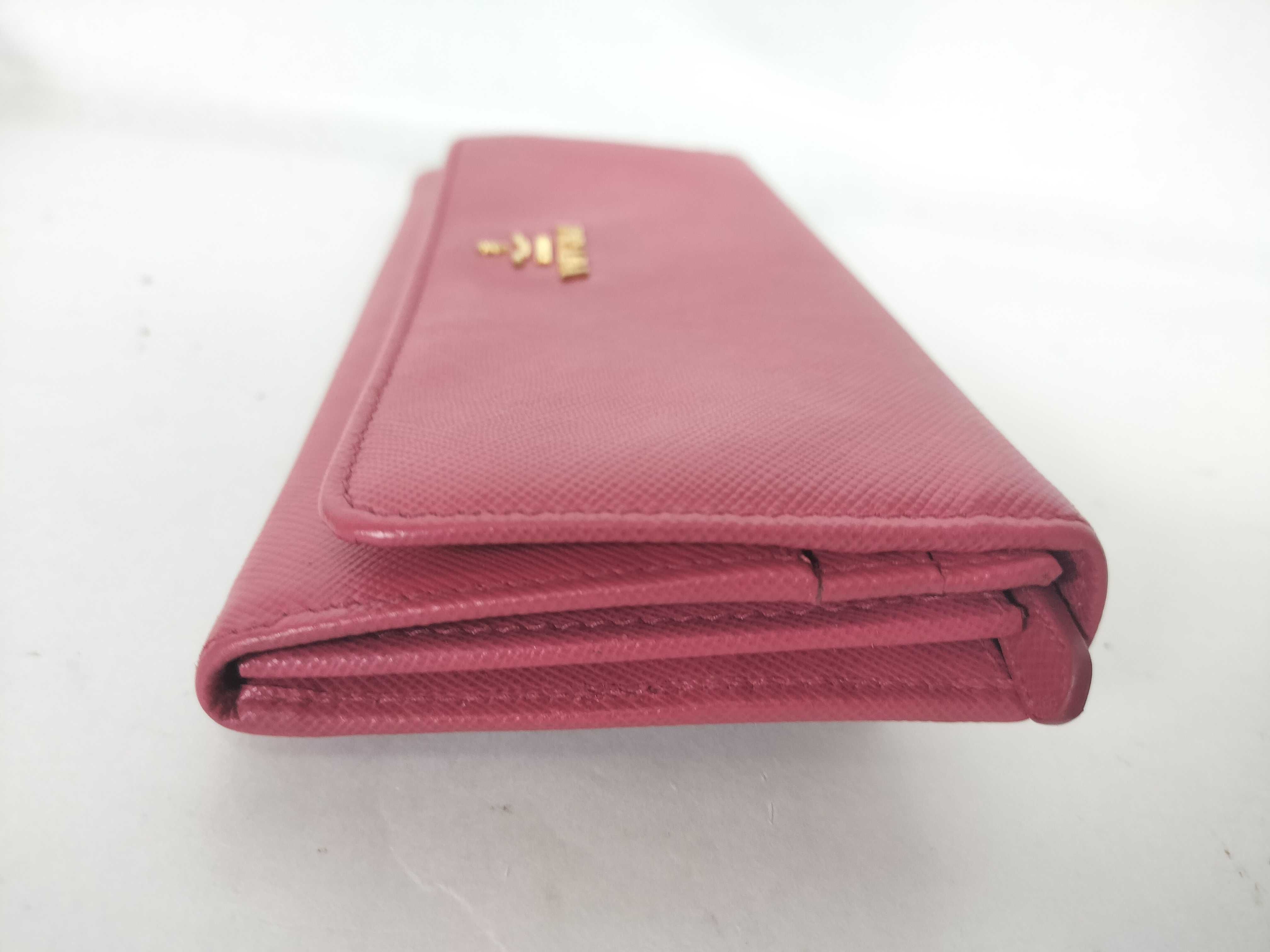 Saffiano Leather Bi-fold Long Wallet, Coin Purse, Billfold, Women's, Pink — view 6