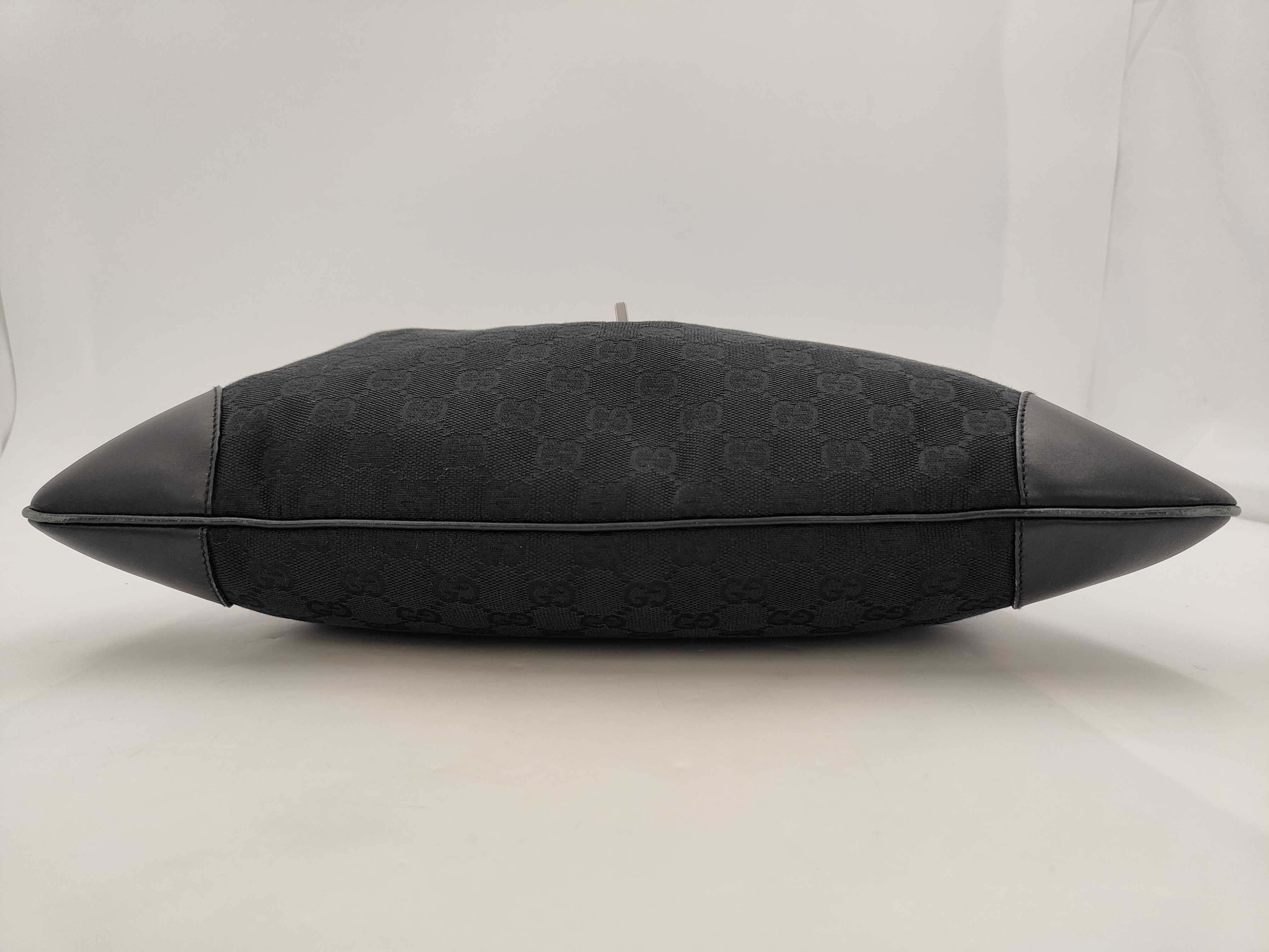 GG Canvas Black Leather Jackie Shoulder Bag — view 3