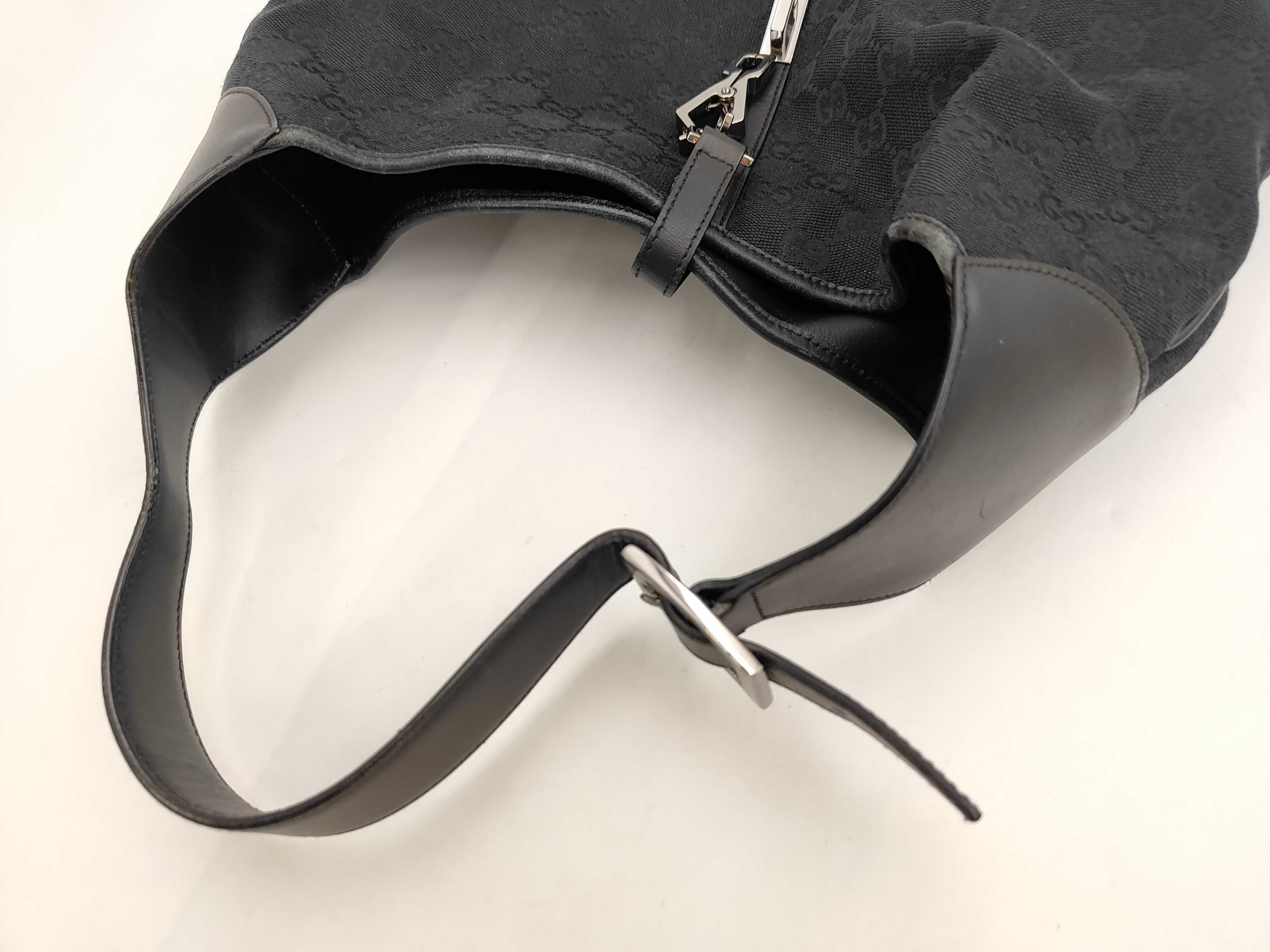 GG Canvas Black Leather Jackie Shoulder Bag — view 5