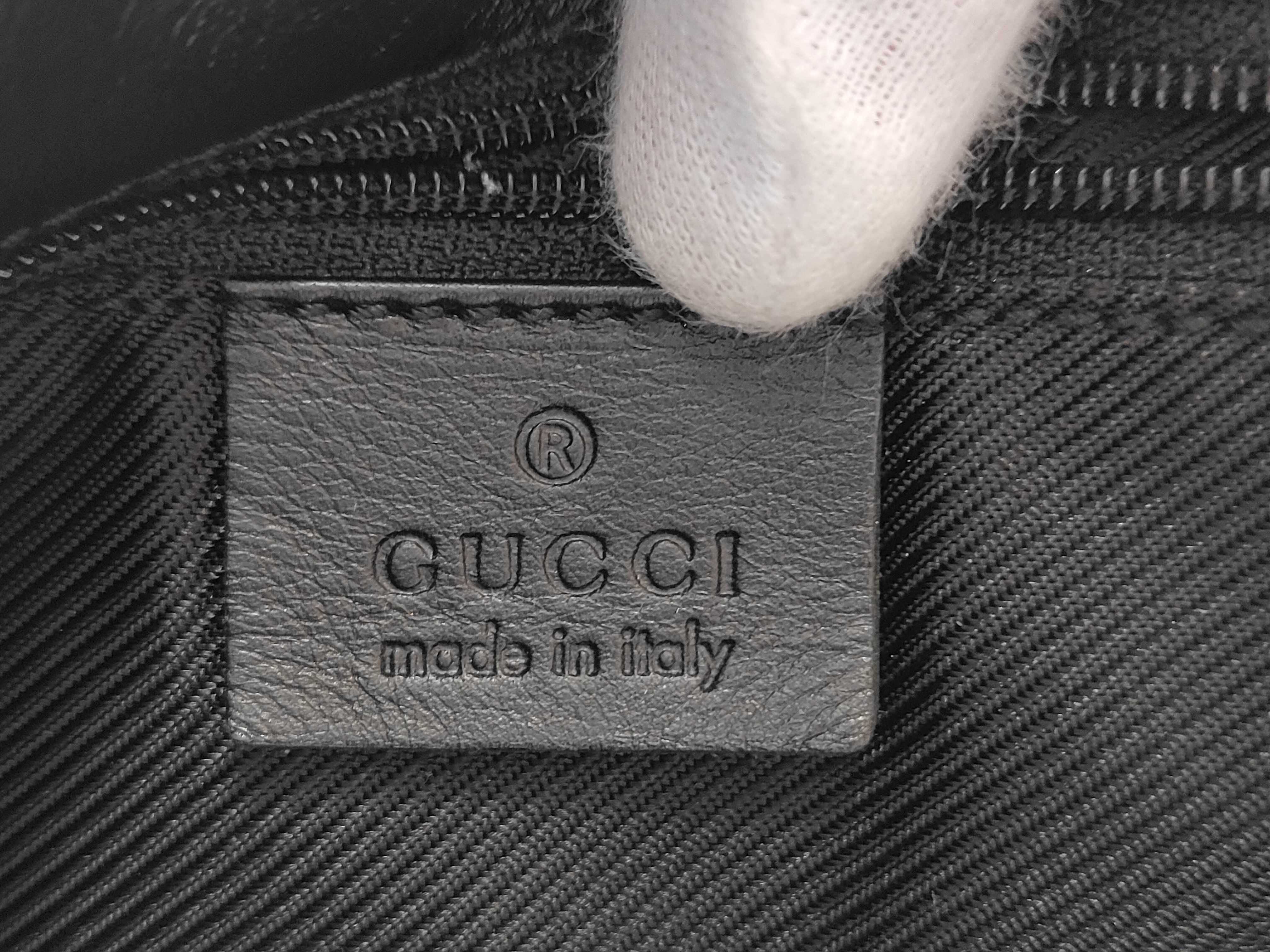 GG Canvas Black Leather Jackie Shoulder Bag — view 9