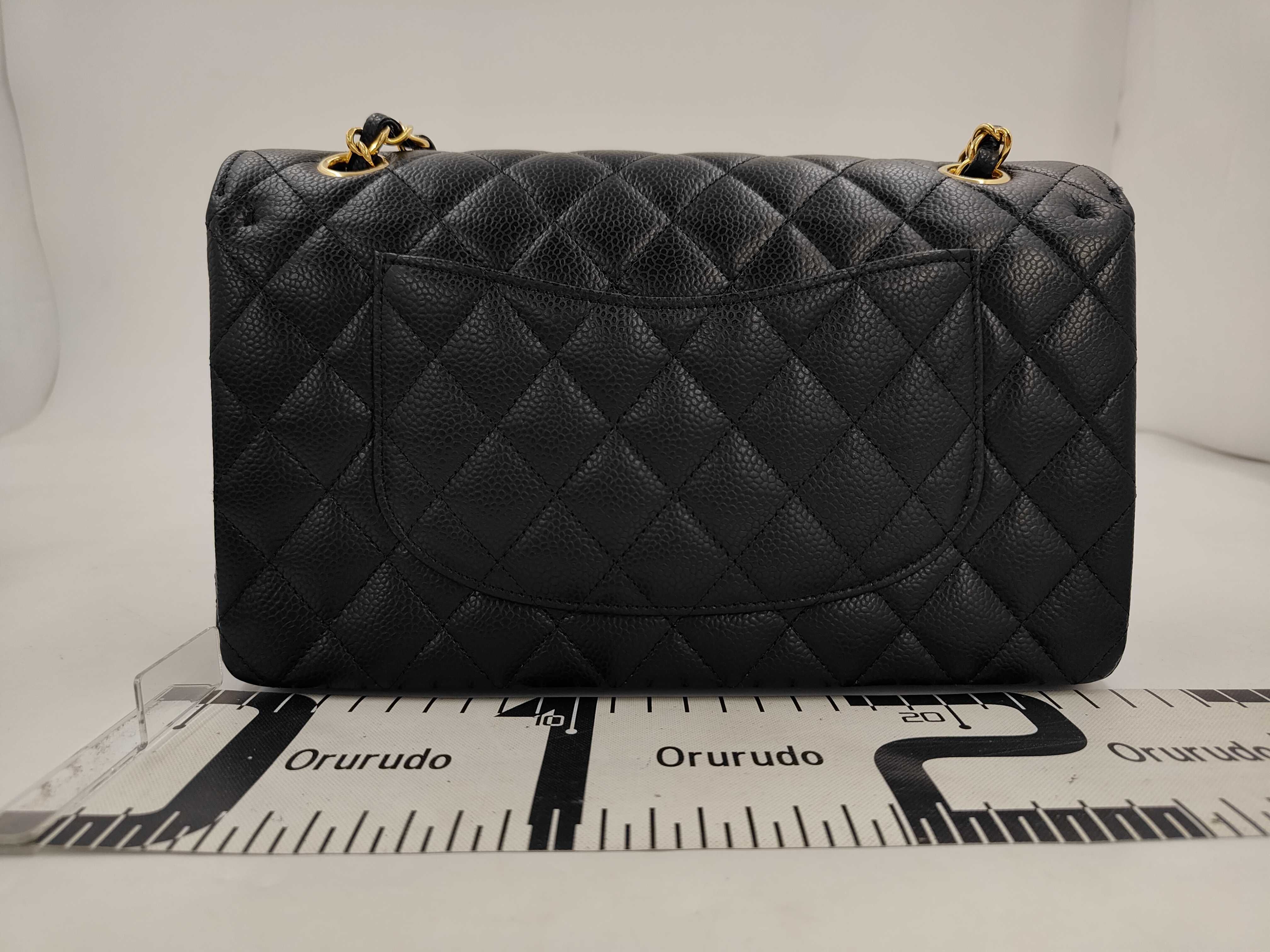 Matelassé 25 Double Flap Chain Shoulder Bag, Caviar Leather, Black with Gold Hardware, AA79J797 (Shoulder Bag) — view 2