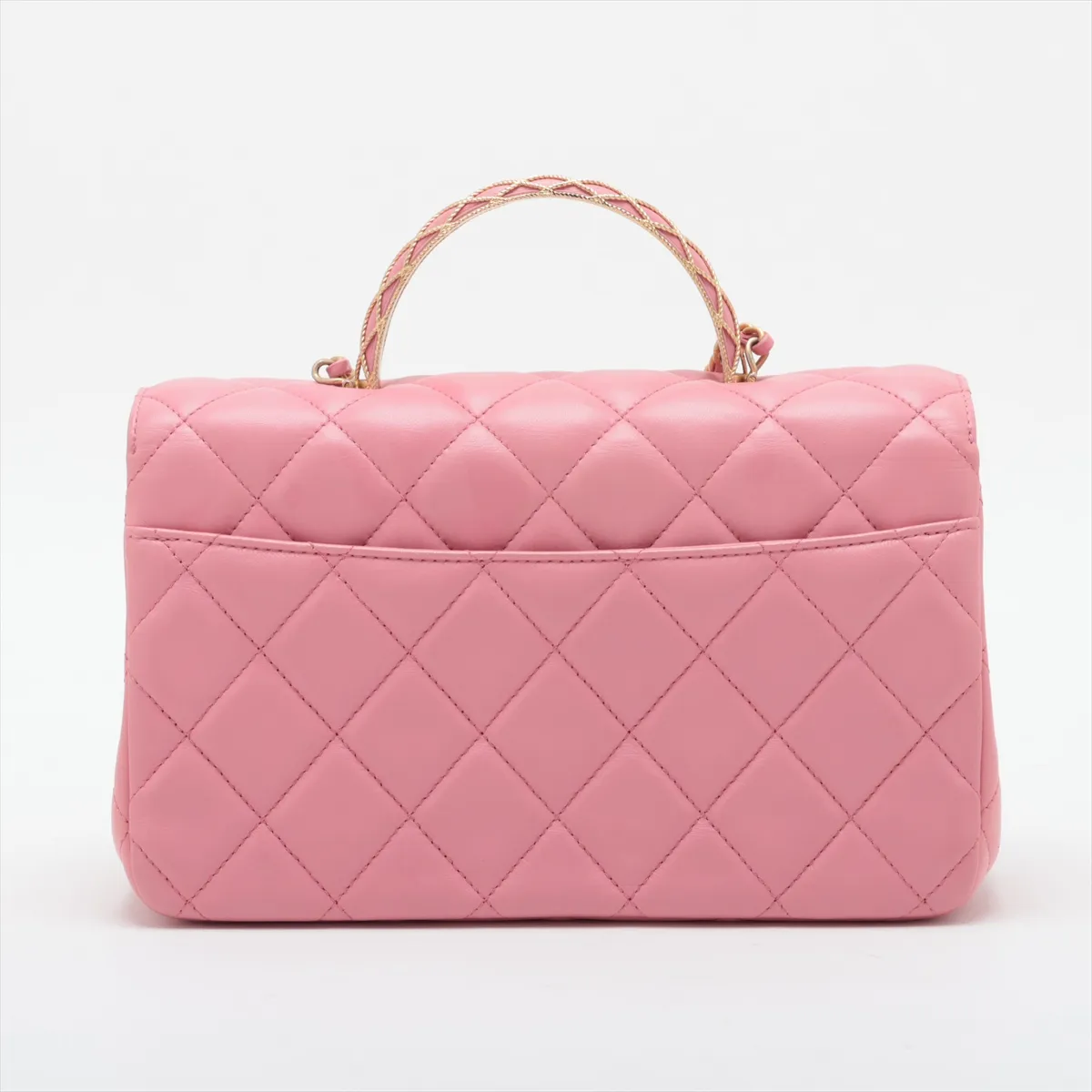 Matelassé Lambskin 2-Way Handbag, Top Handle, Pink, Gold Hardware, LEX8N7K5, Random Plate, AS4233 — view 2