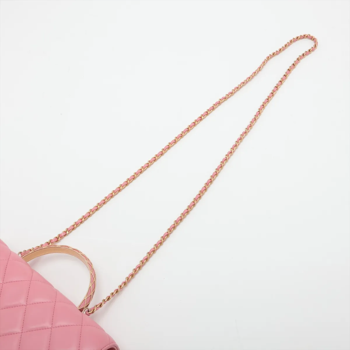 Matelassé Lambskin 2-Way Handbag, Top Handle, Pink, Gold Hardware, LEX8N7K5, Random Plate, AS4233 — view 7