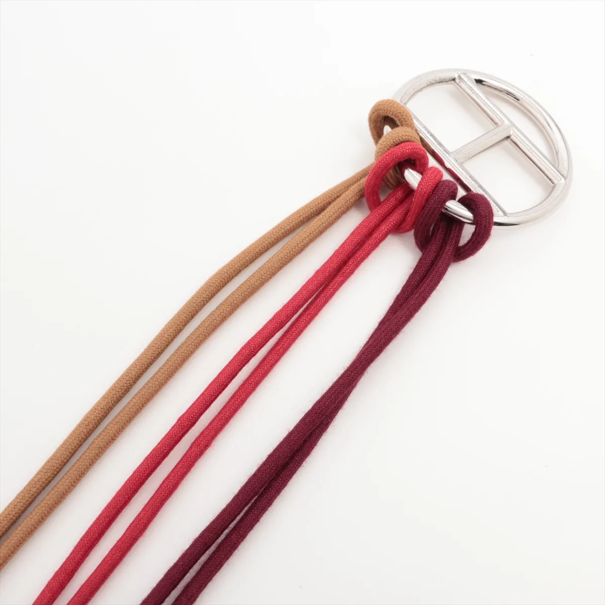 belt, metal and leather, silver and red. Shows signs of wear, — view 2