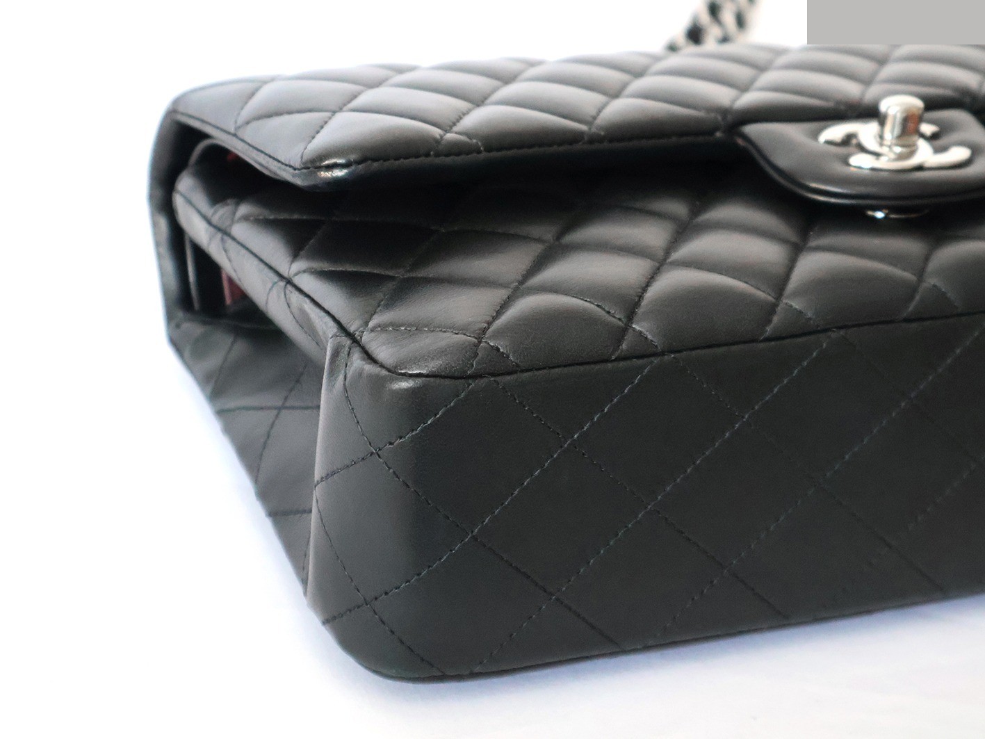 Matelassé 25 Lambskin Double Flap Double Chain Shoulder Bag, Black — view 3