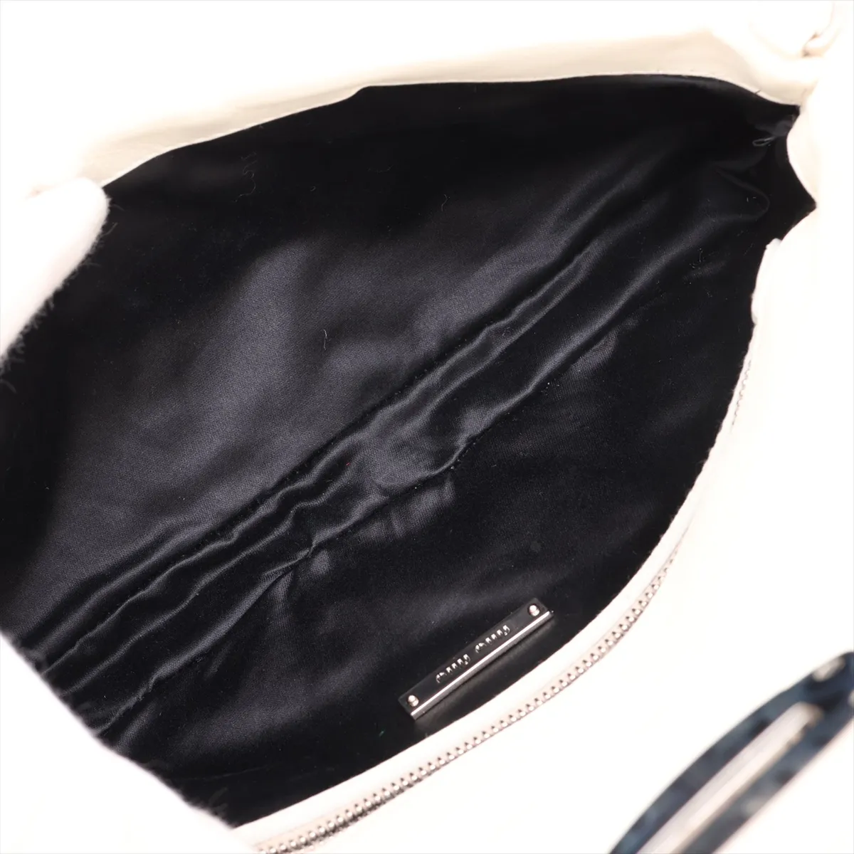 Matelassé Leather Shoulder Bag, White — view 6