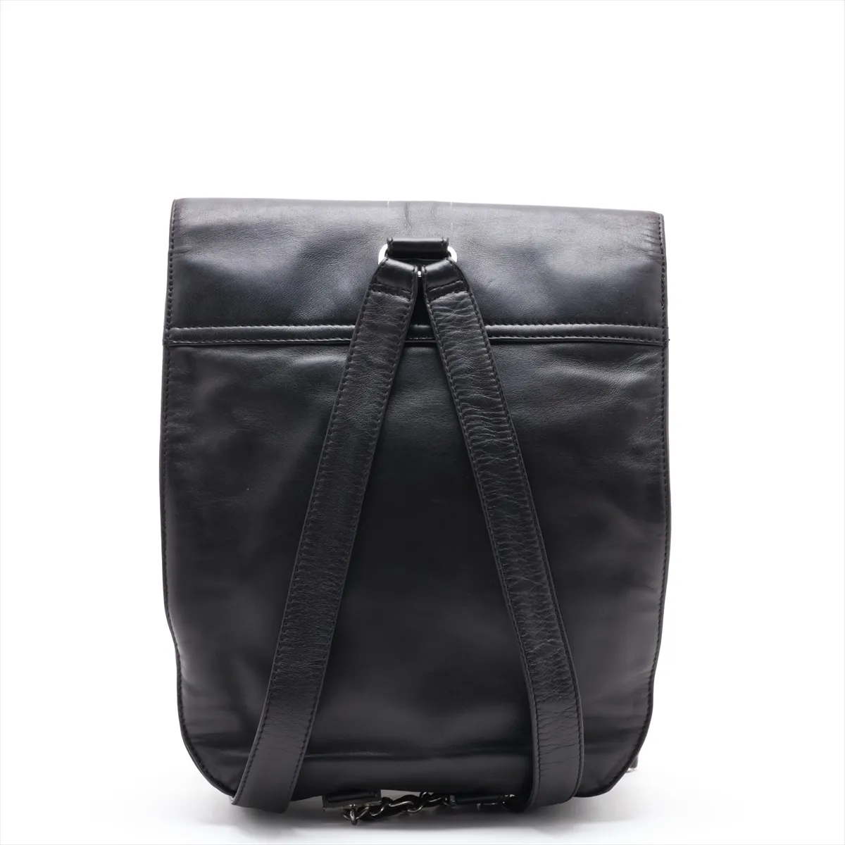 Coco Mark Lambskin Chain Backpack, Black with Silver Hardware, 4041226, Series 4 — view 2