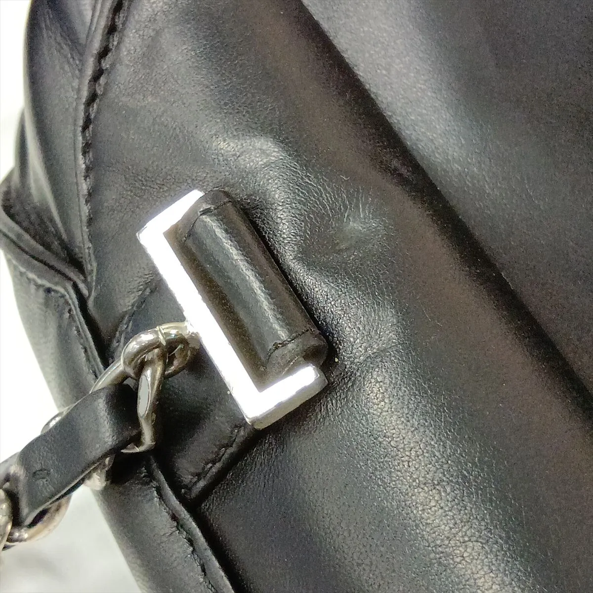 Coco Mark Lambskin Chain Backpack, Black with Silver Hardware, 4041226, Series 4 — view 15
