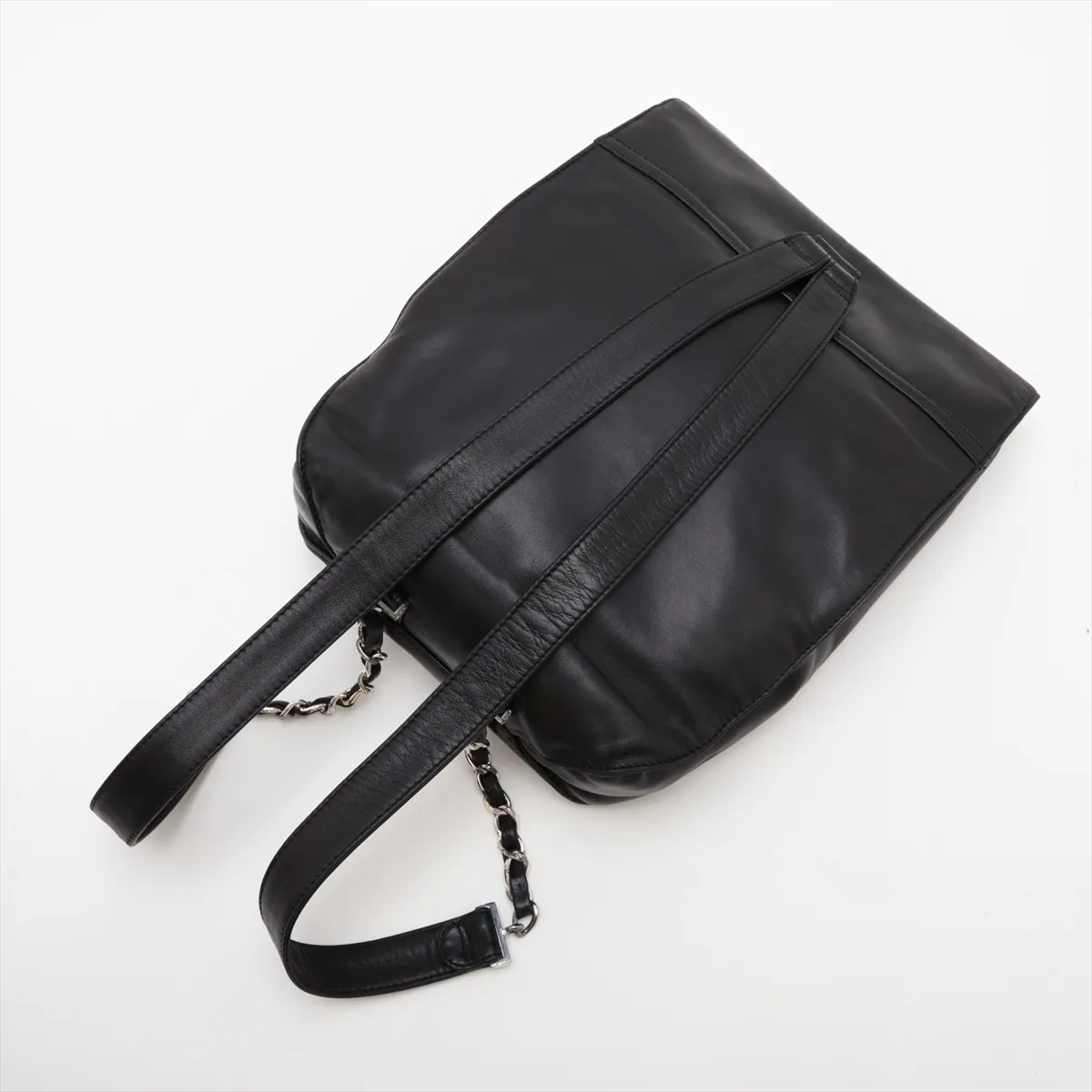 Coco Mark Lambskin Chain Backpack, Black with Silver Hardware, 4041226, Series 4 — view 5