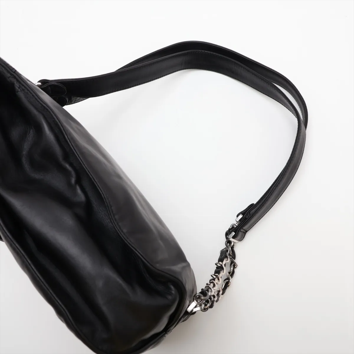 Coco Mark Lambskin Chain Backpack, Black with Silver Hardware, 4041226, Series 4 — view 6