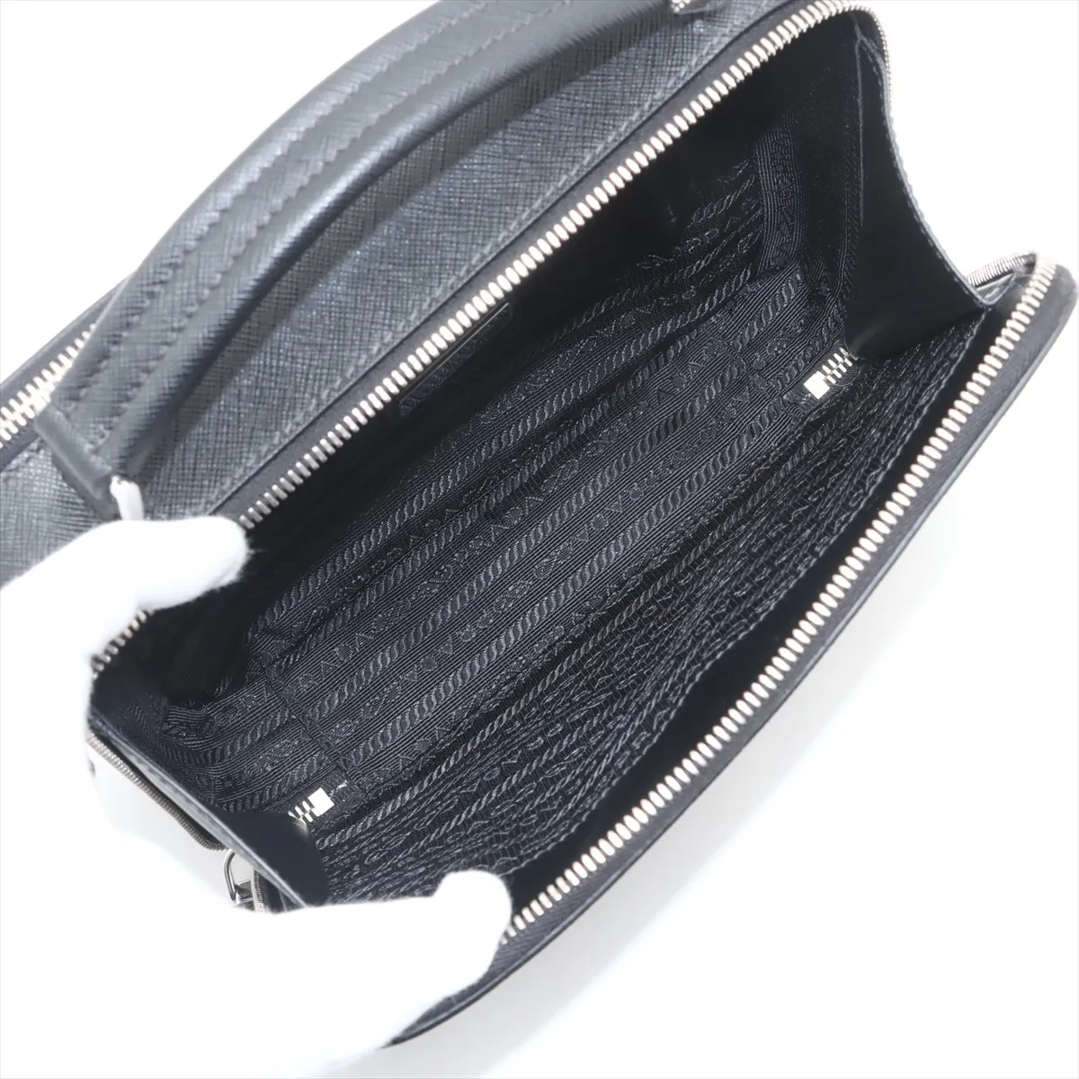 Saffiano Leather 2WAY Handbag Black — view 8