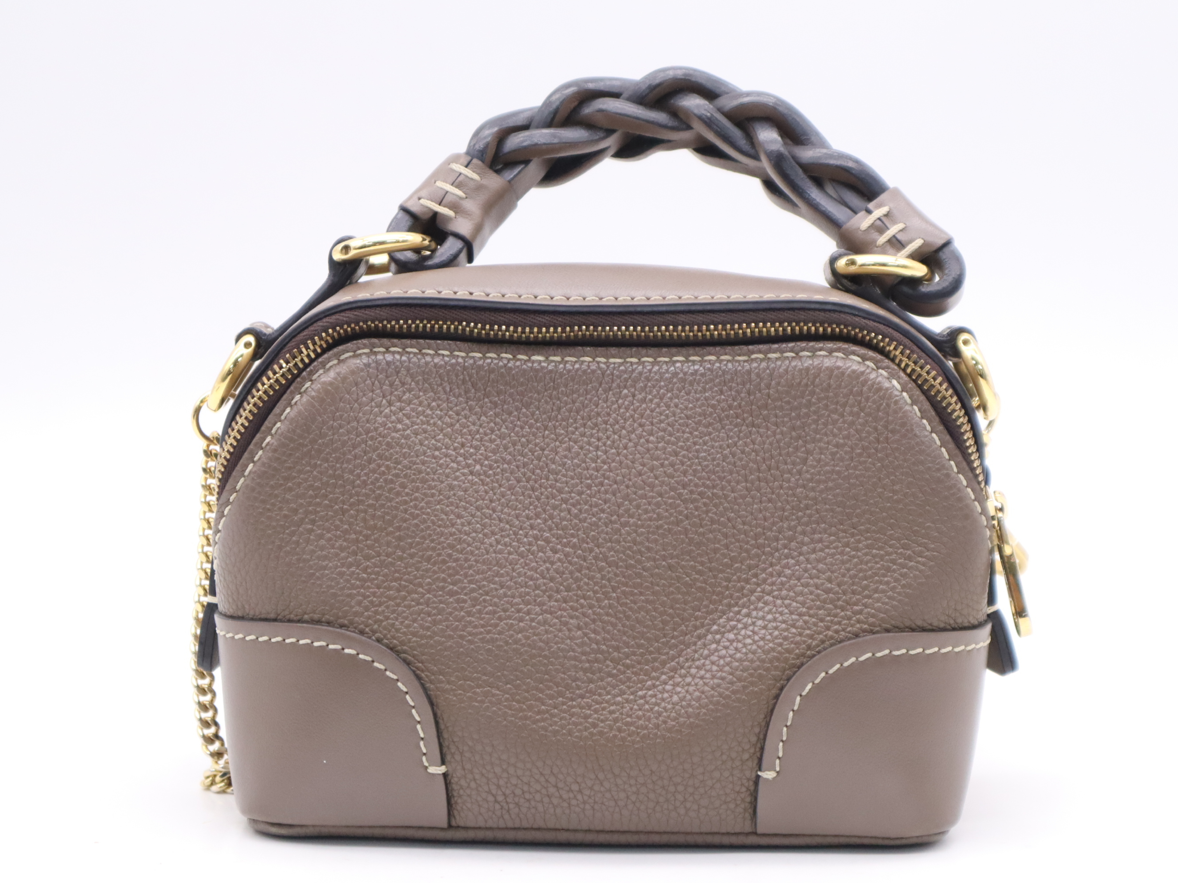 Leather Dahlia 2-Way Handbag, Brown, Gold Hardware, Shoulder Bag — view 2