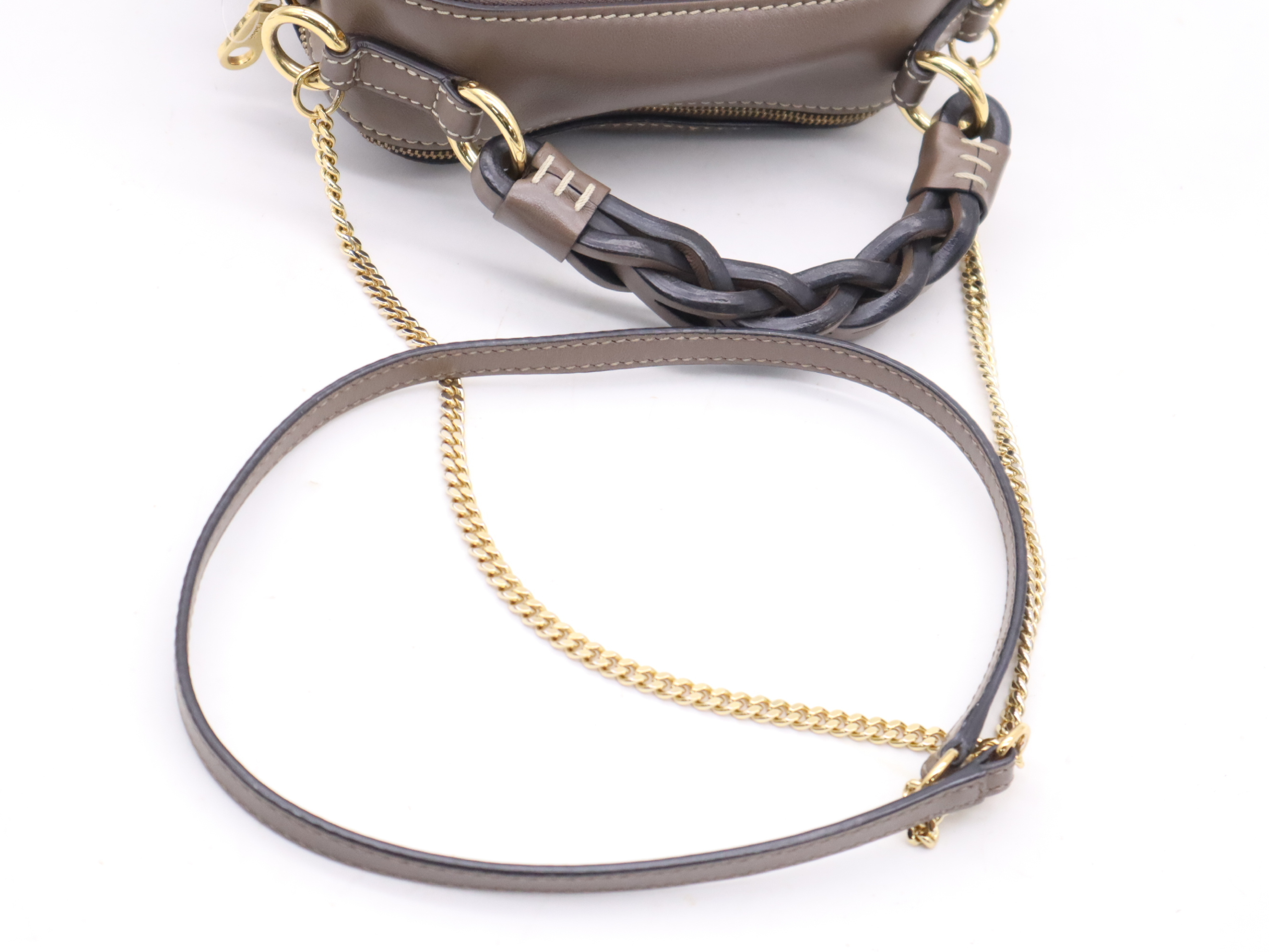 Leather Dahlia 2-Way Handbag, Brown, Gold Hardware, Shoulder Bag — view 6