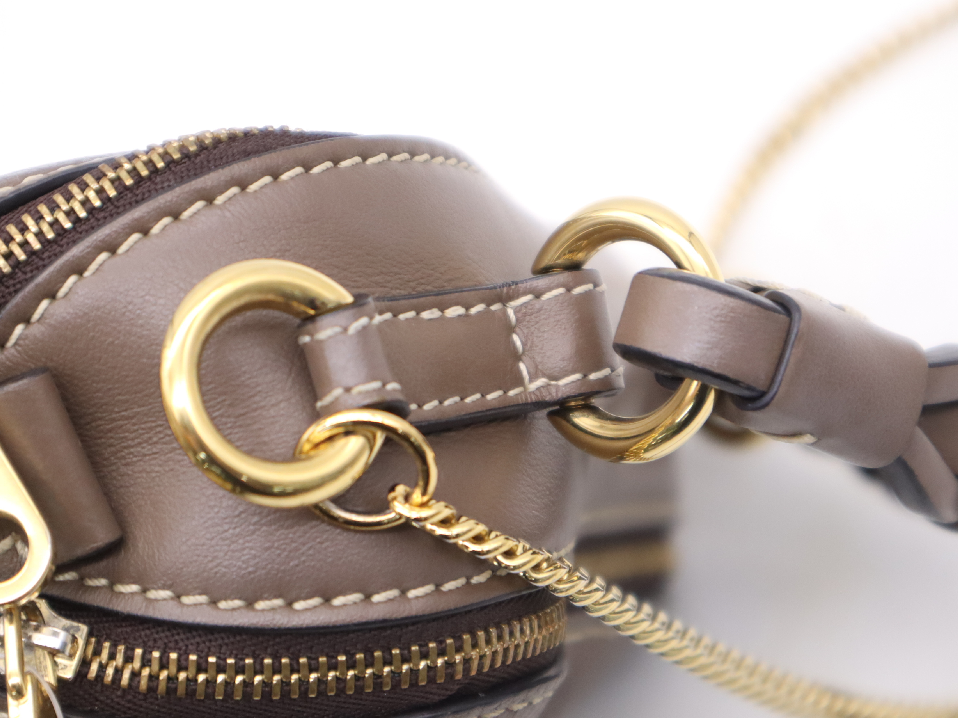 Leather Dahlia 2-Way Handbag, Brown, Gold Hardware, Shoulder Bag — view 7