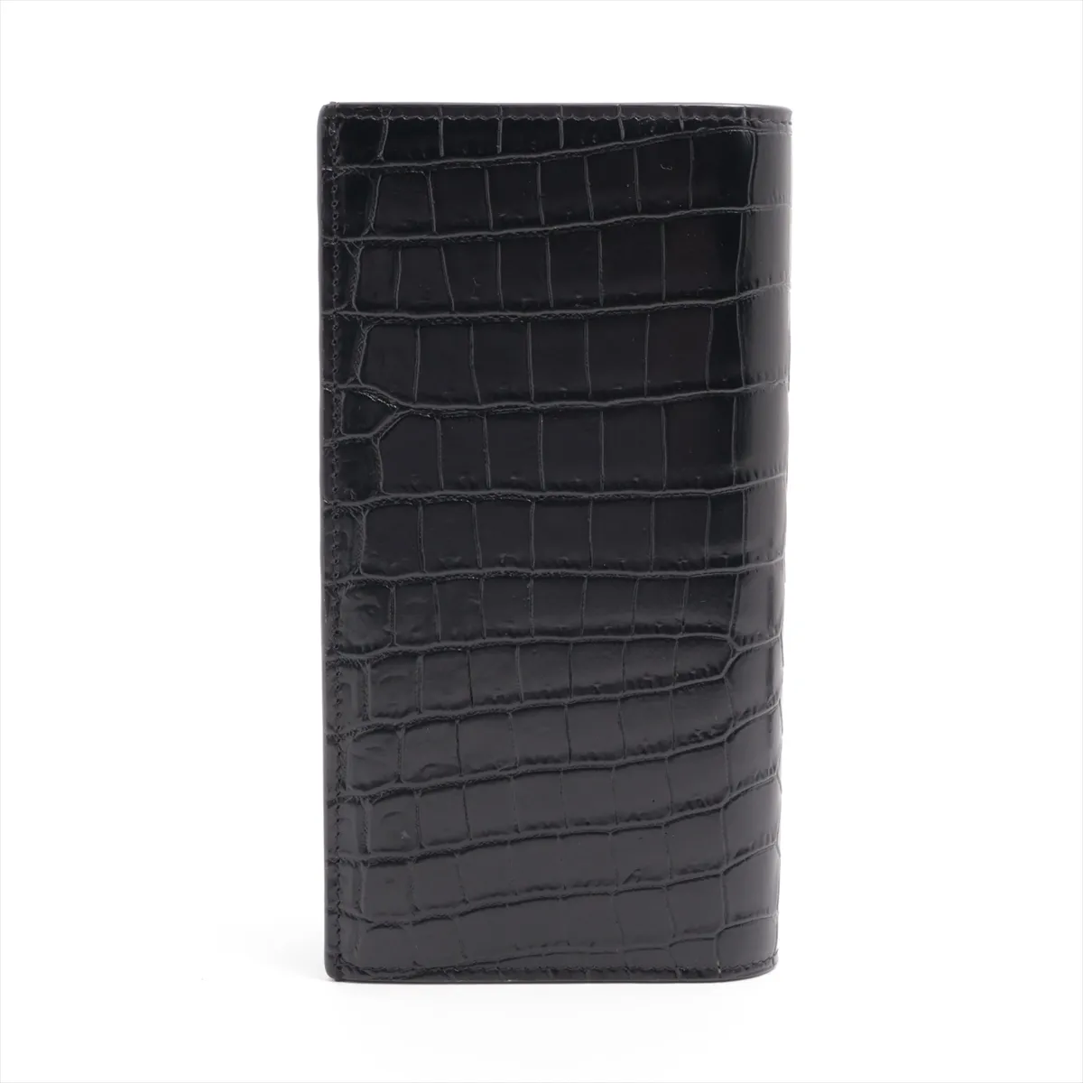 Crocodile Embossed Long Wallet, Black, 864305 — view 2