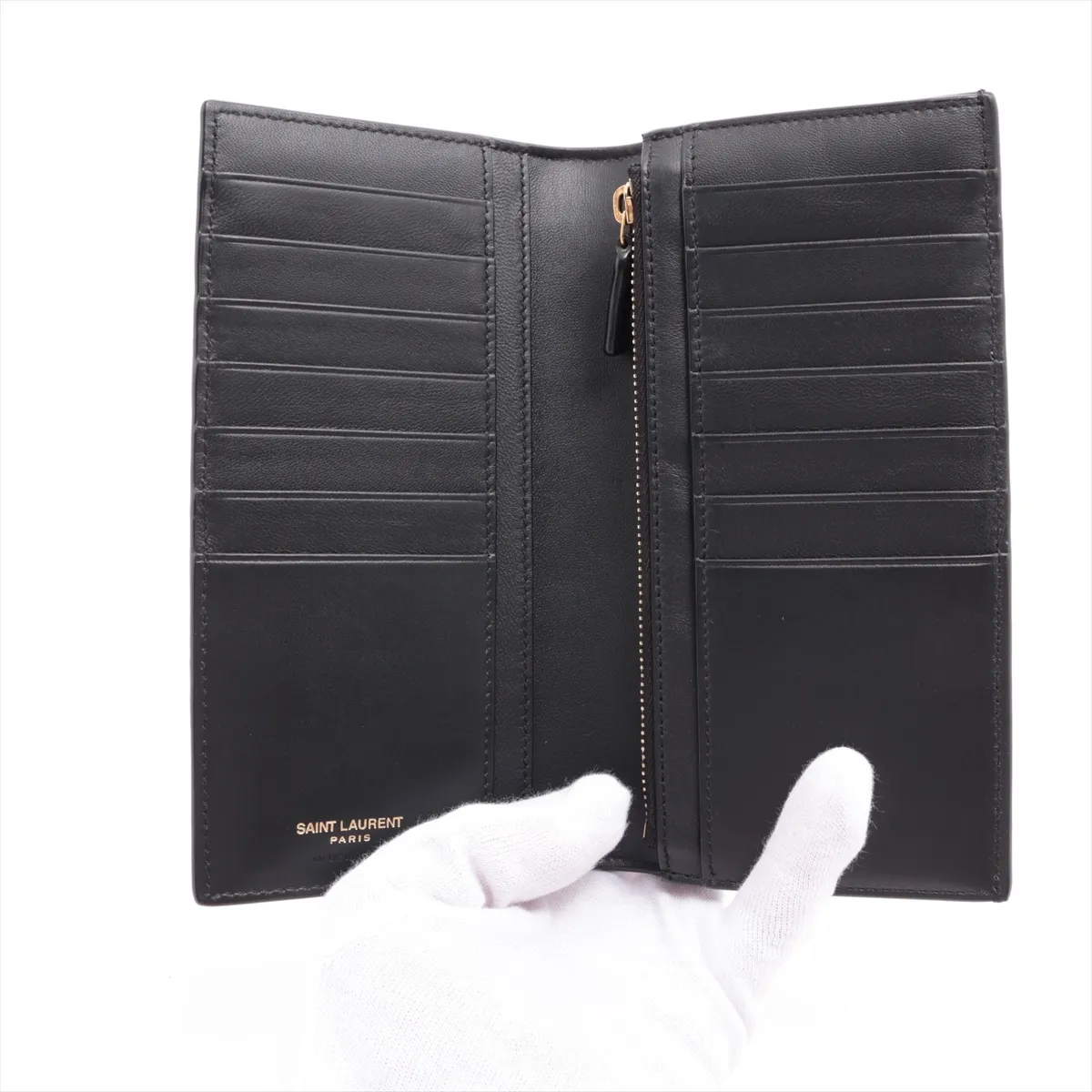 Crocodile Embossed Long Wallet, Black, 864305 — view 3