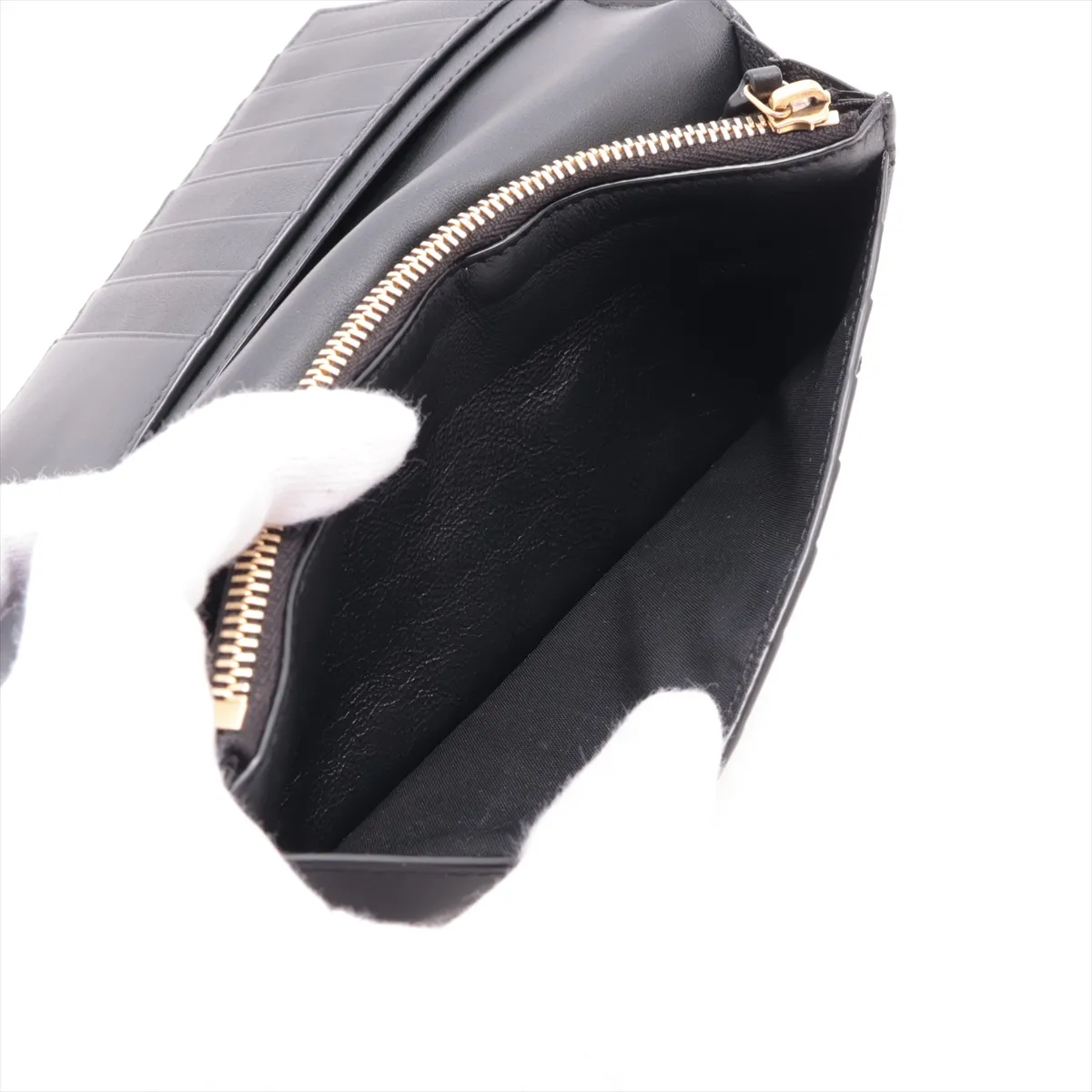 Crocodile Embossed Long Wallet, Black, 864305 — view 4