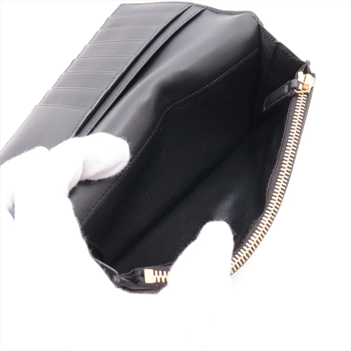 Crocodile Embossed Long Wallet, Black, 864305 — view 5