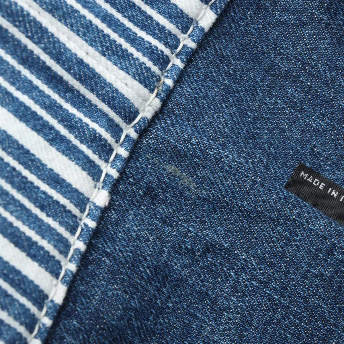 Logo Denim and Leather Tote Bag, Blue, 5BG234 — view 11