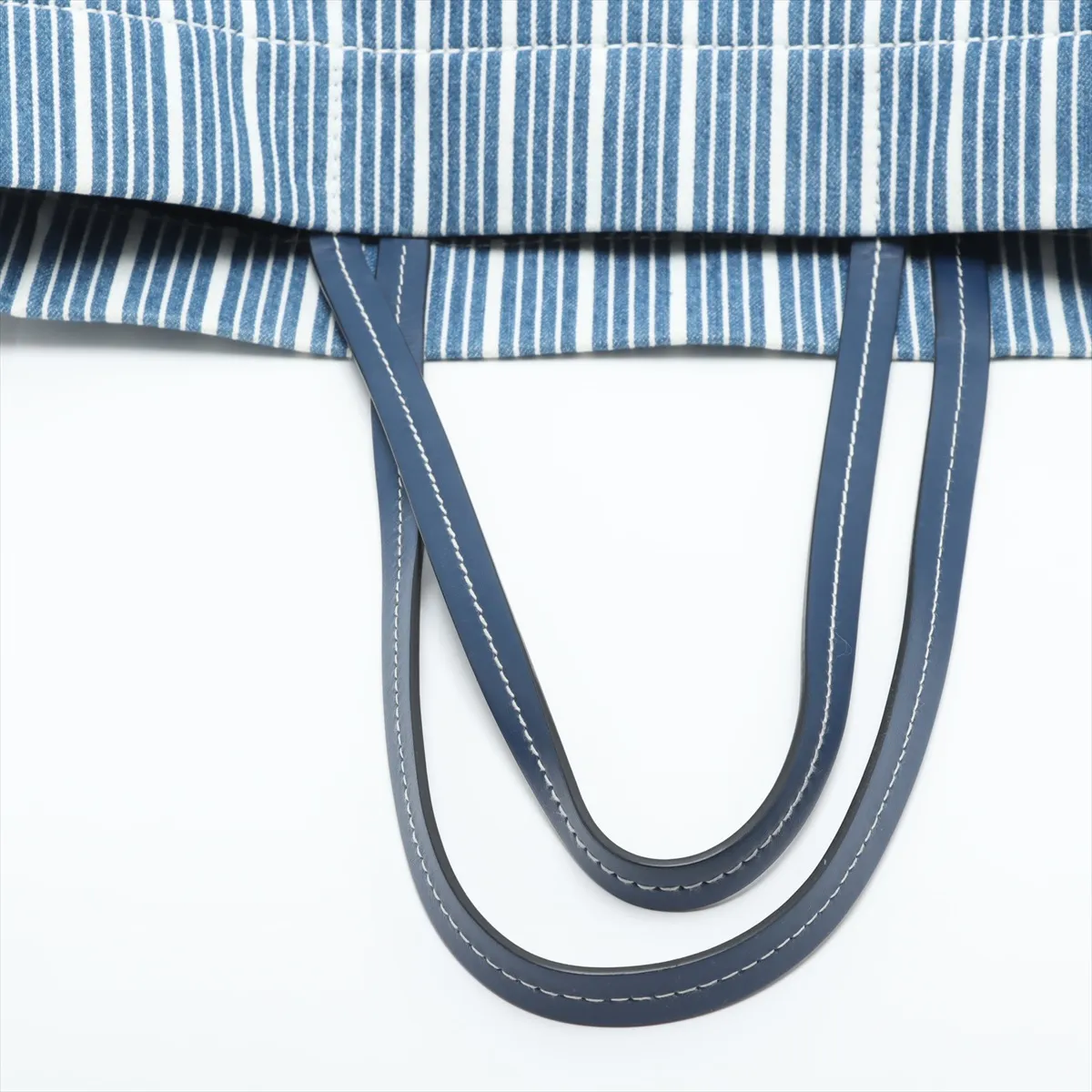 Logo Denim and Leather Tote Bag, Blue, 5BG234 — view 5