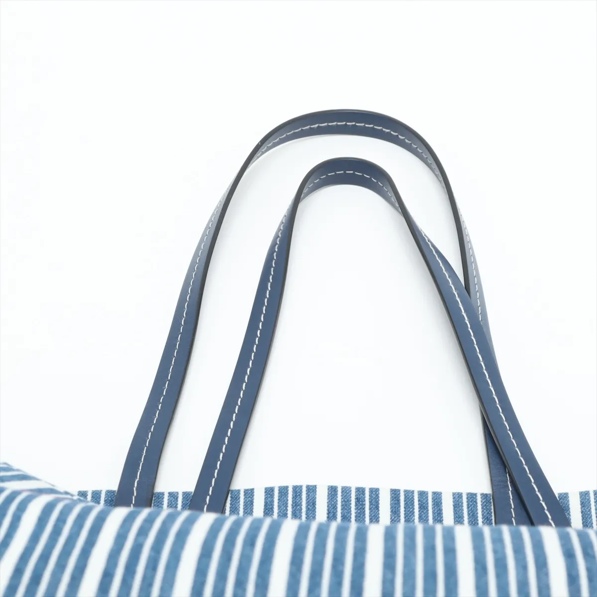 Logo Denim and Leather Tote Bag, Blue, 5BG234 — view 6