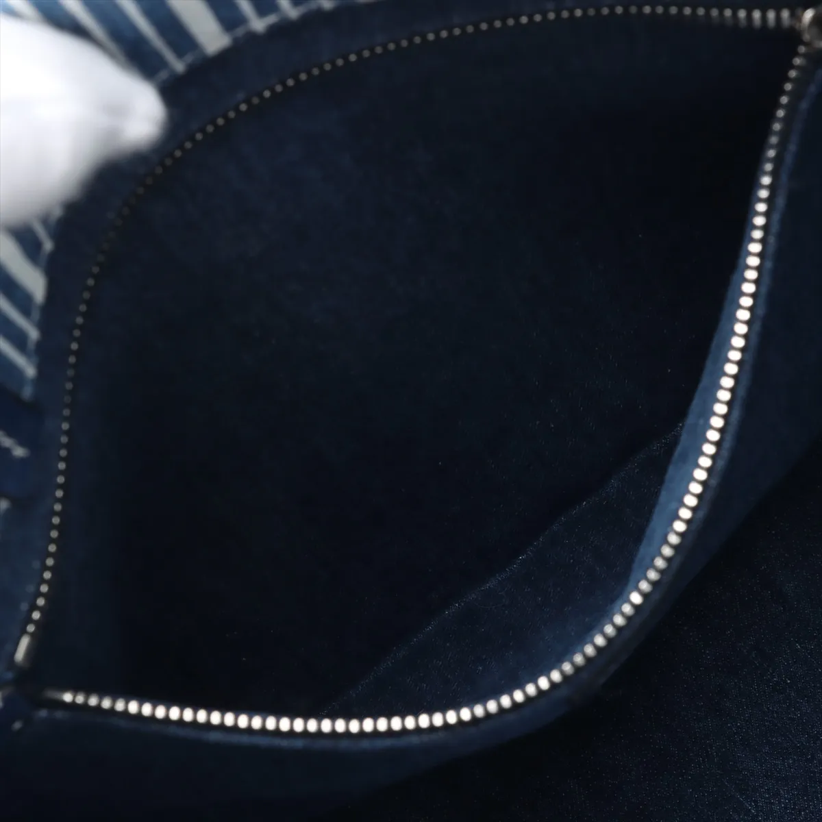 Logo Denim and Leather Tote Bag, Blue, 5BG234 — view 8