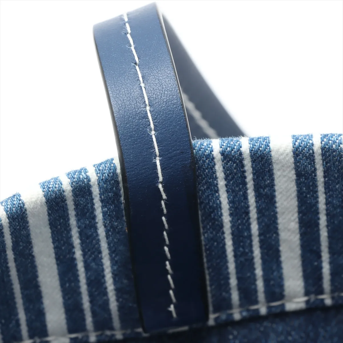 Logo Denim and Leather Tote Bag, Blue, 5BG234 — view 10