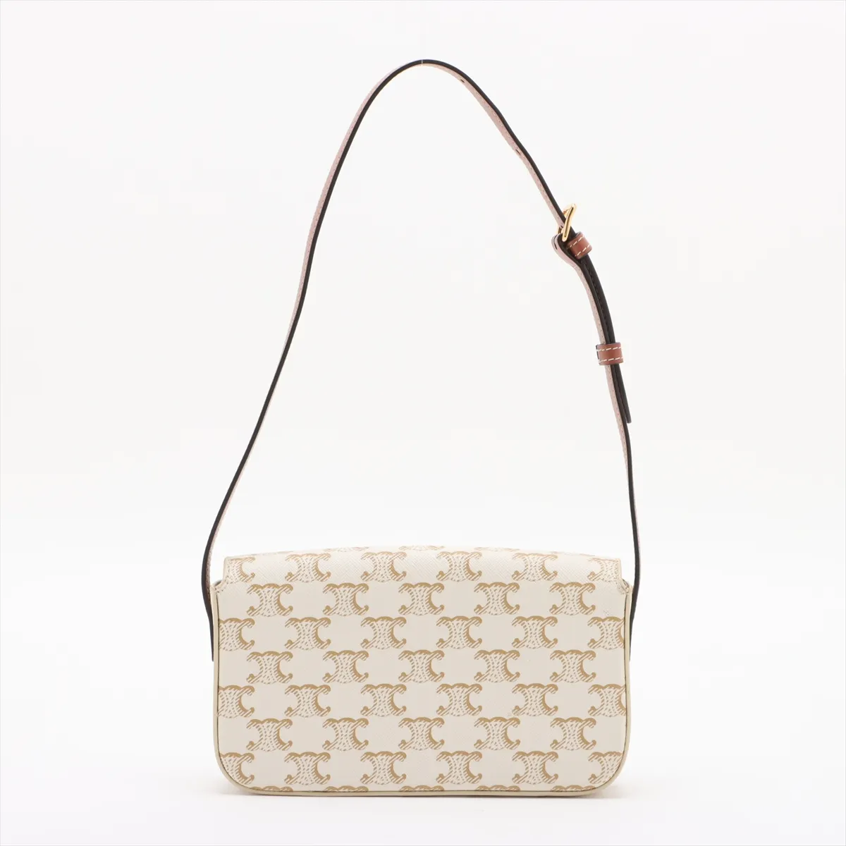 Triomphe Claude PVC x Leather Shoulder Bag White x Brown — view 2