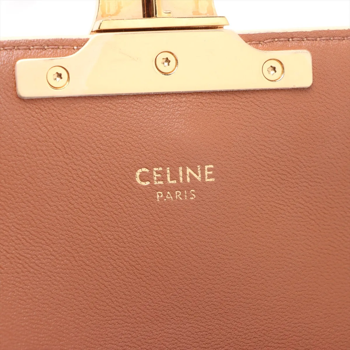 Triomphe Claude PVC x Leather Shoulder Bag White x Brown — view 8