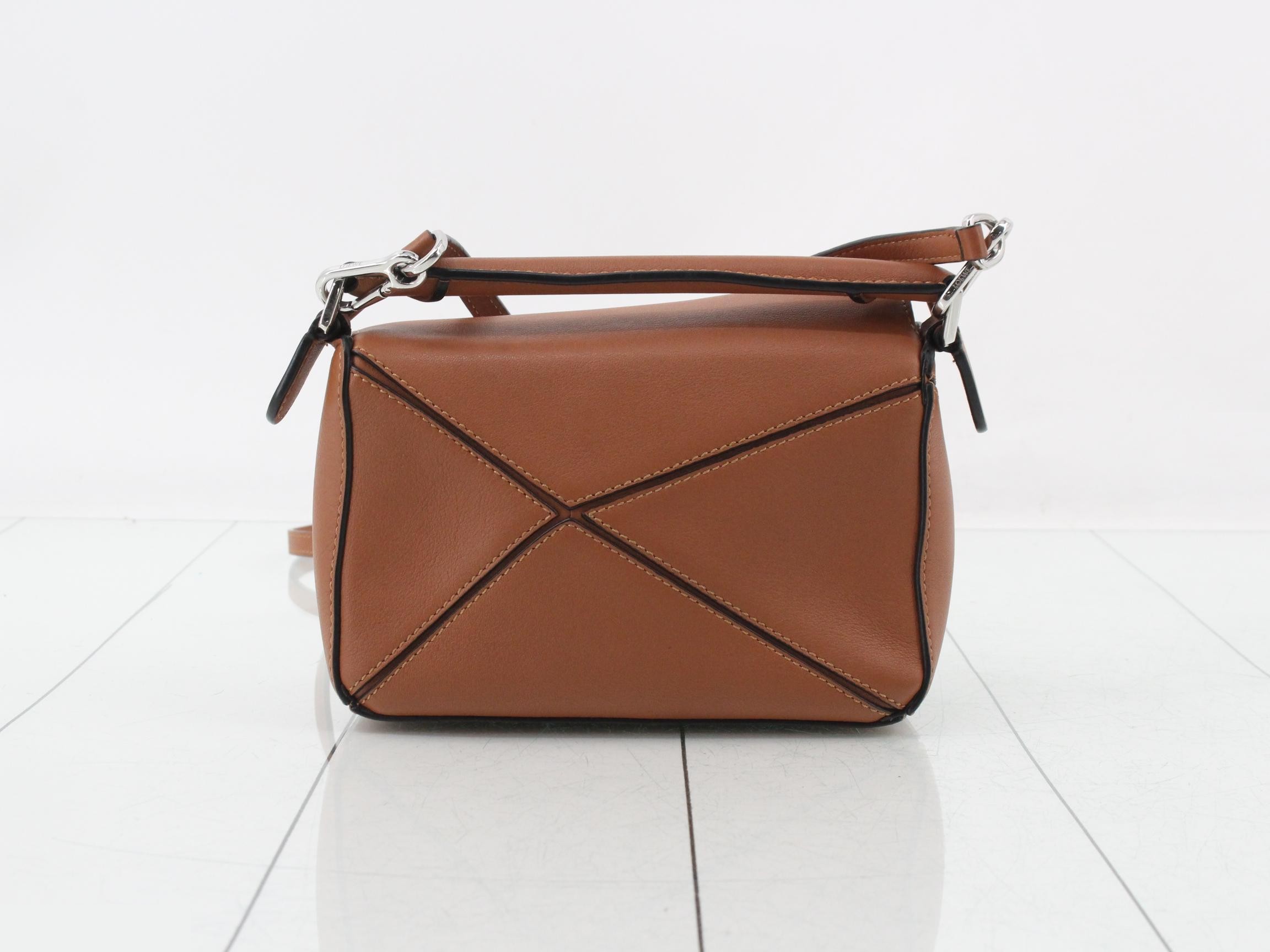 Puzzle Leather 2-Way Shoulder/Handbag, Brown — view 2