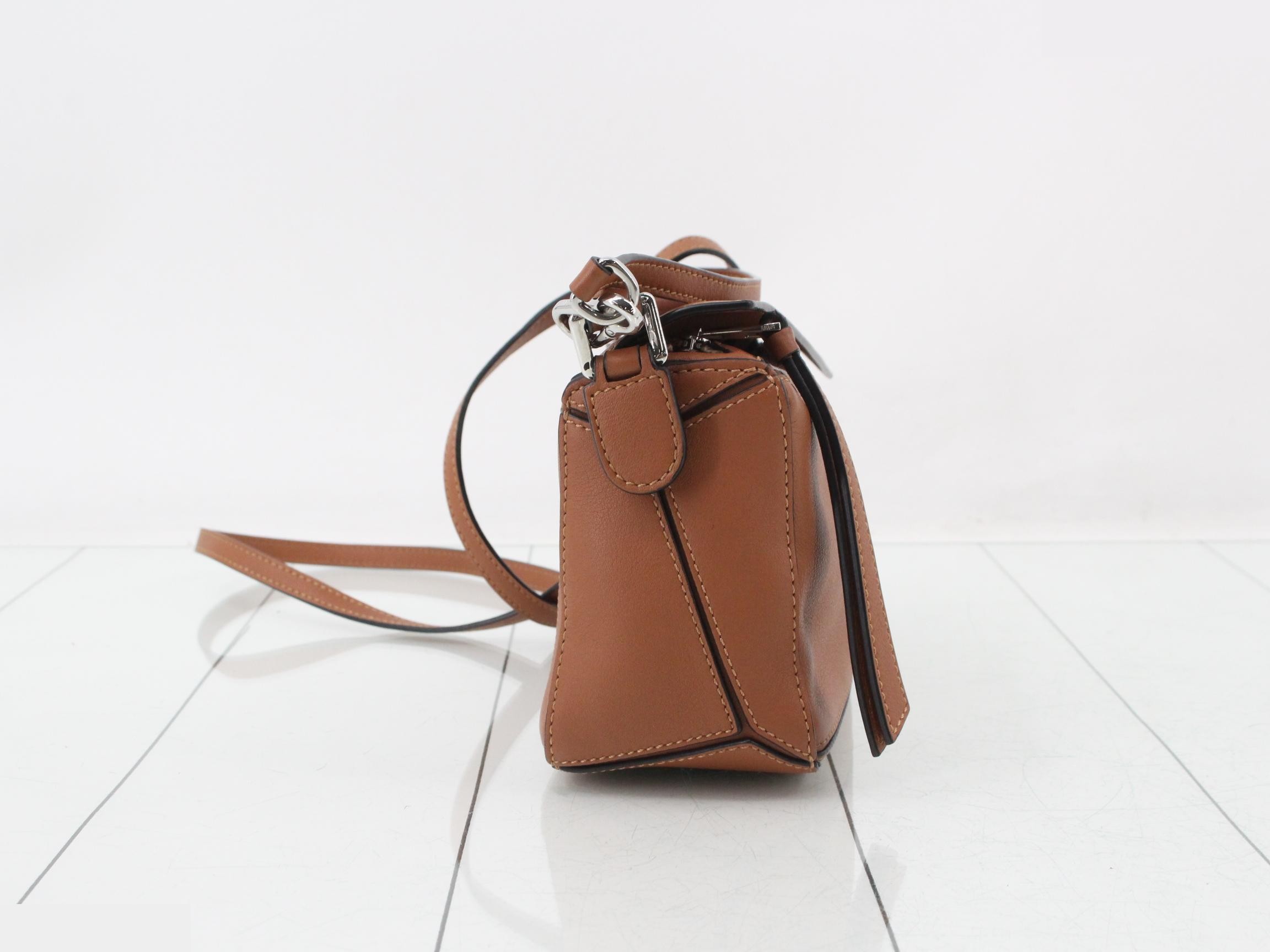 Puzzle Leather 2-Way Shoulder/Handbag, Brown — view 4