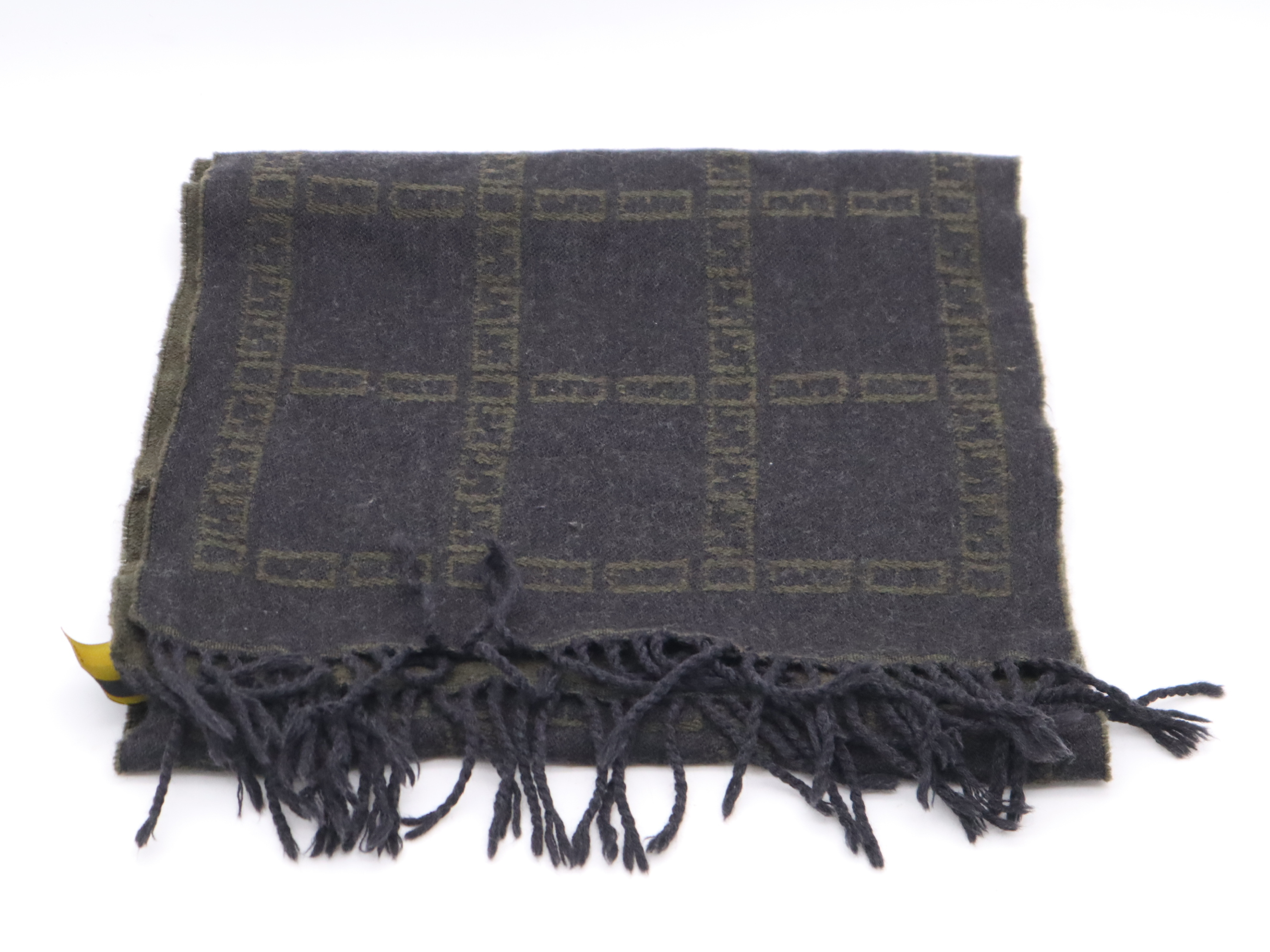 Wool Zucchino Scarf, Black, Dark Green, Other Accessories — view 2