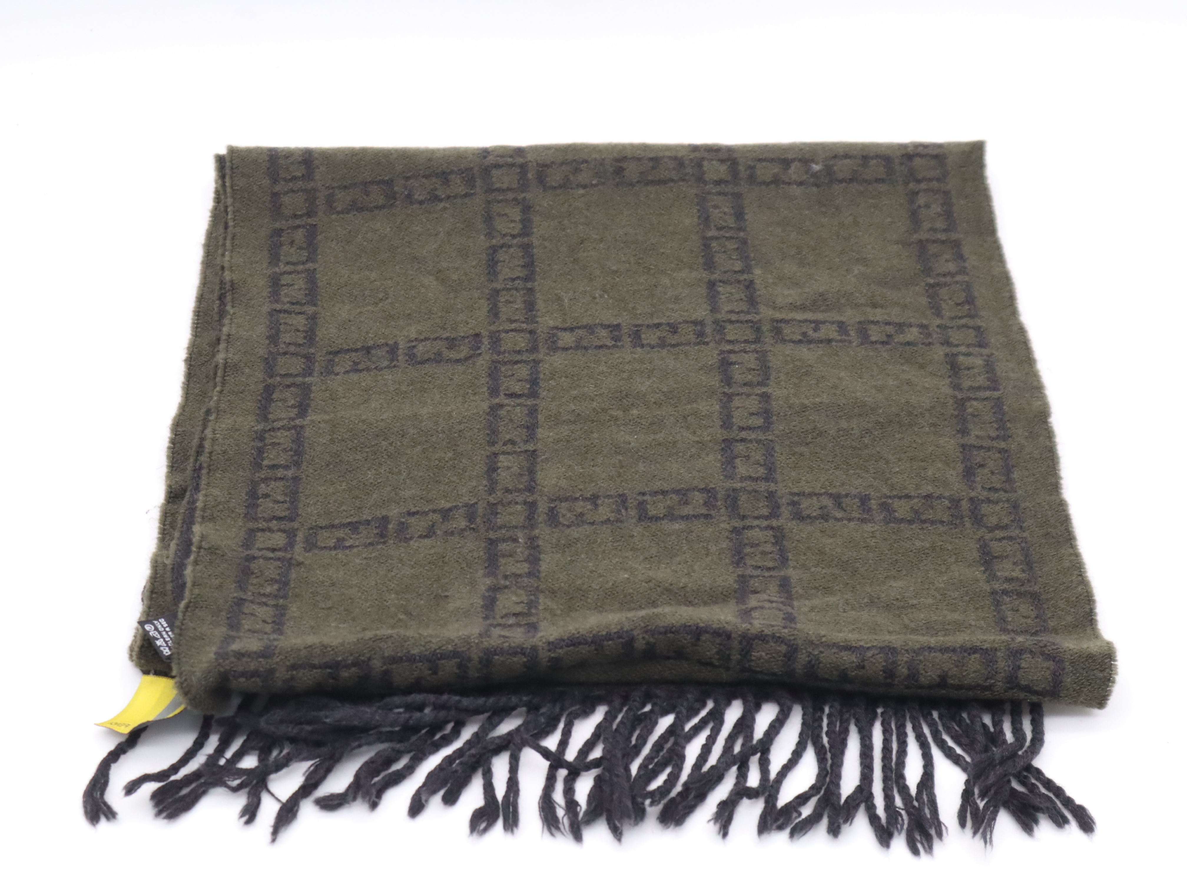 Wool Zucchino Scarf, Black, Dark Green, Other Accessories — view 7