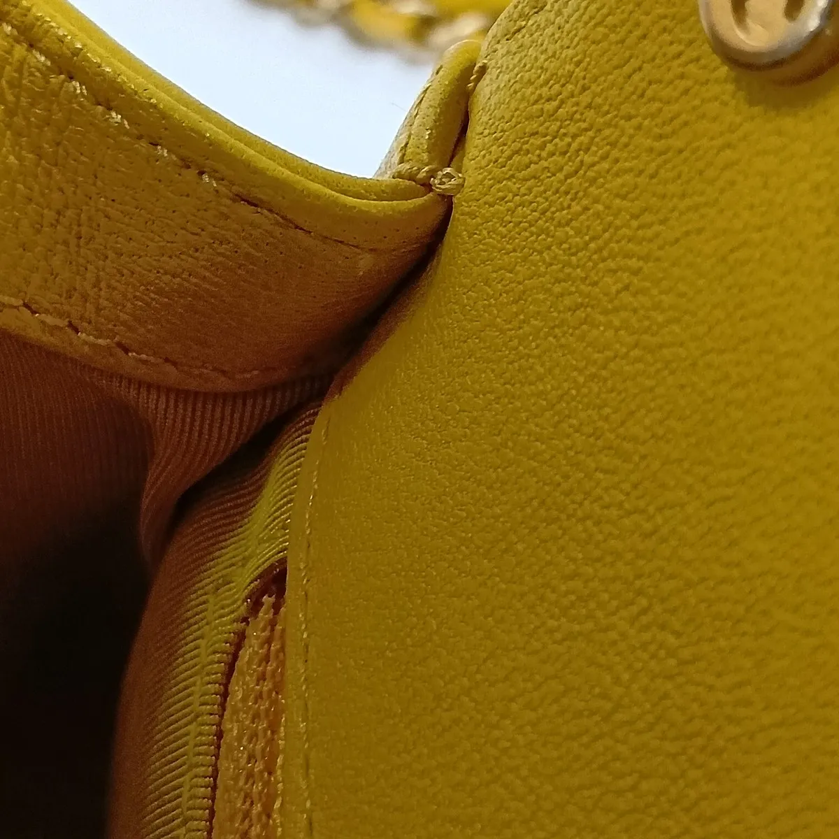 Matelassé Lambskin 2-Way Shoulder Bag, Top Handle, Yellow, Gold Hardware, 28614211, Serial Number 28 — view 11