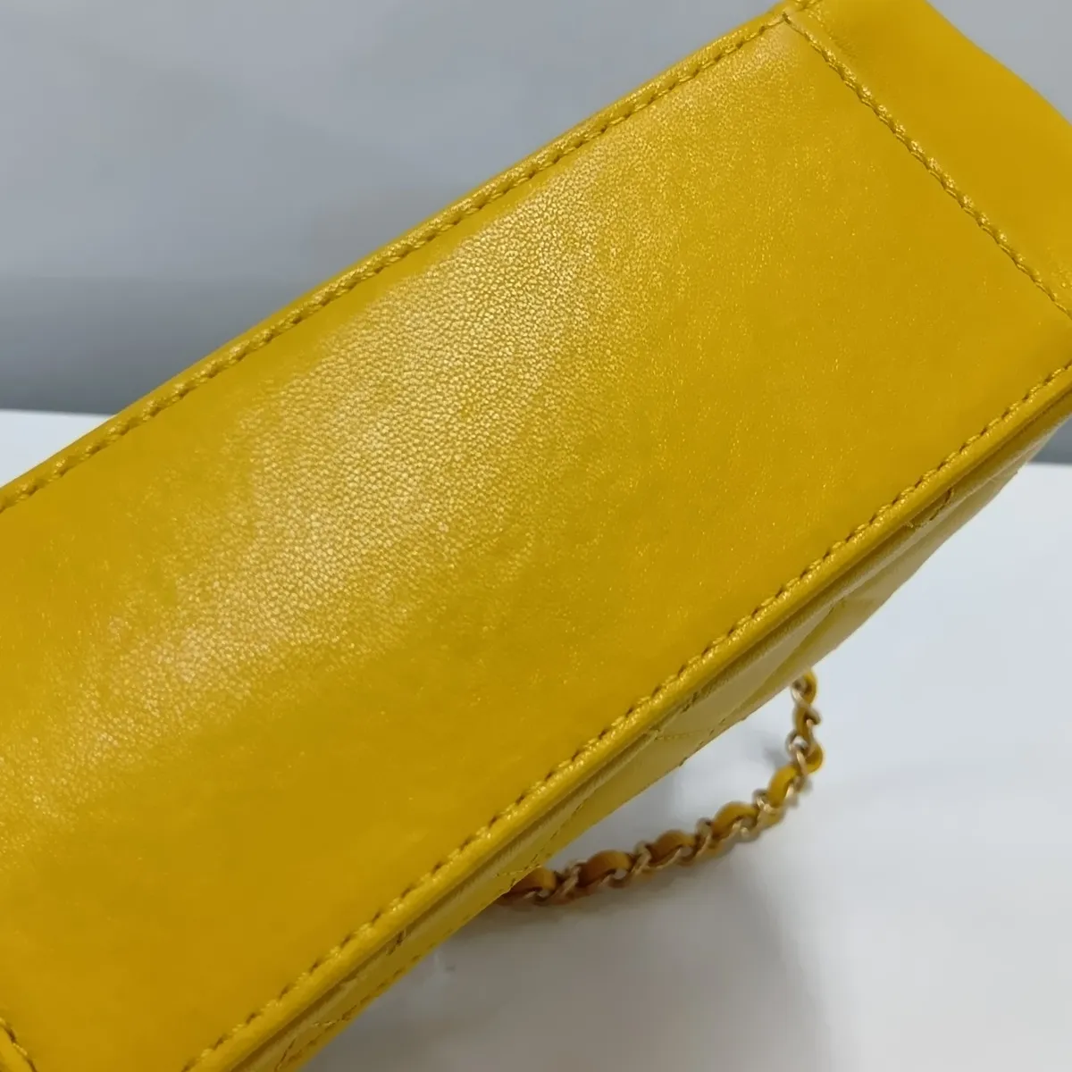 Matelassé Lambskin 2-Way Shoulder Bag, Top Handle, Yellow, Gold Hardware, 28614211, Serial Number 28 — view 15