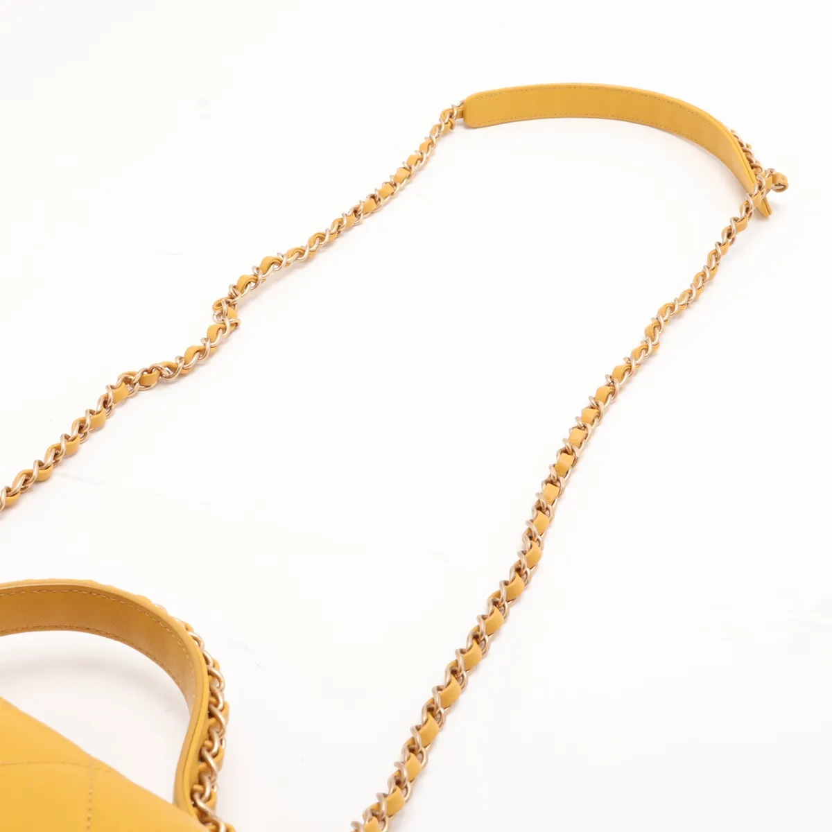 Matelassé Lambskin 2-Way Shoulder Bag, Top Handle, Yellow, Gold Hardware, 28614211, Serial Number 28 — view 7