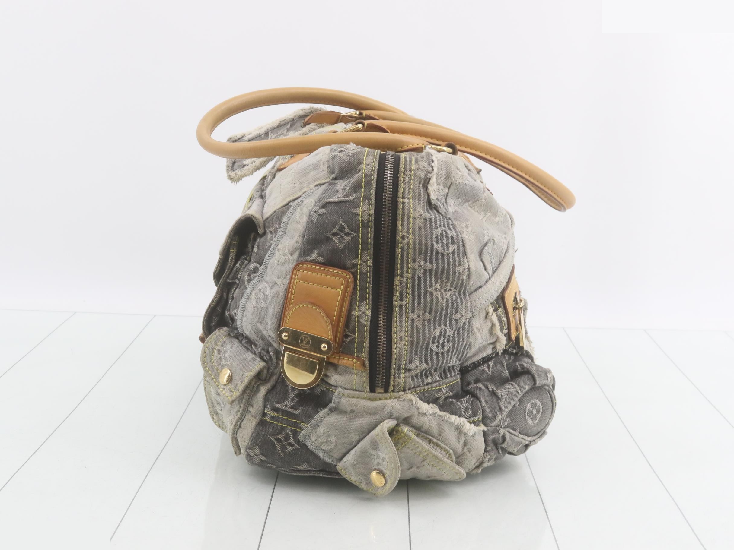 Monogram Denim Patchwork Bowley Boston Bag — view 3