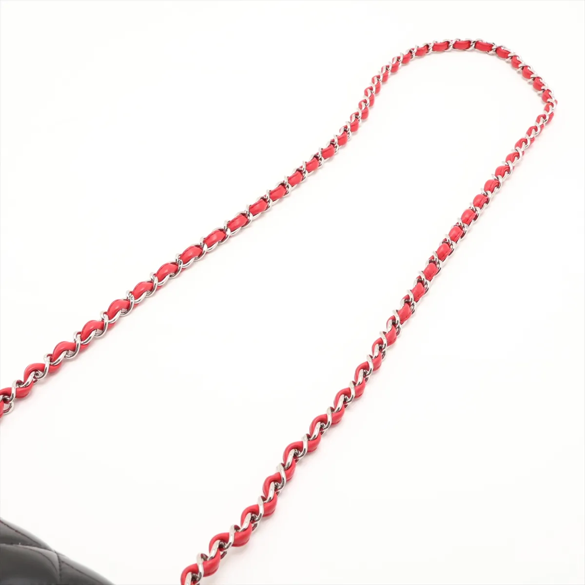 Mini Matelassé 20 Patent Leather Single Flap Single Chain Bag, Black x Red, Silver Hardware, 29195676, Serial Number 29-series, A69900 — view 5
