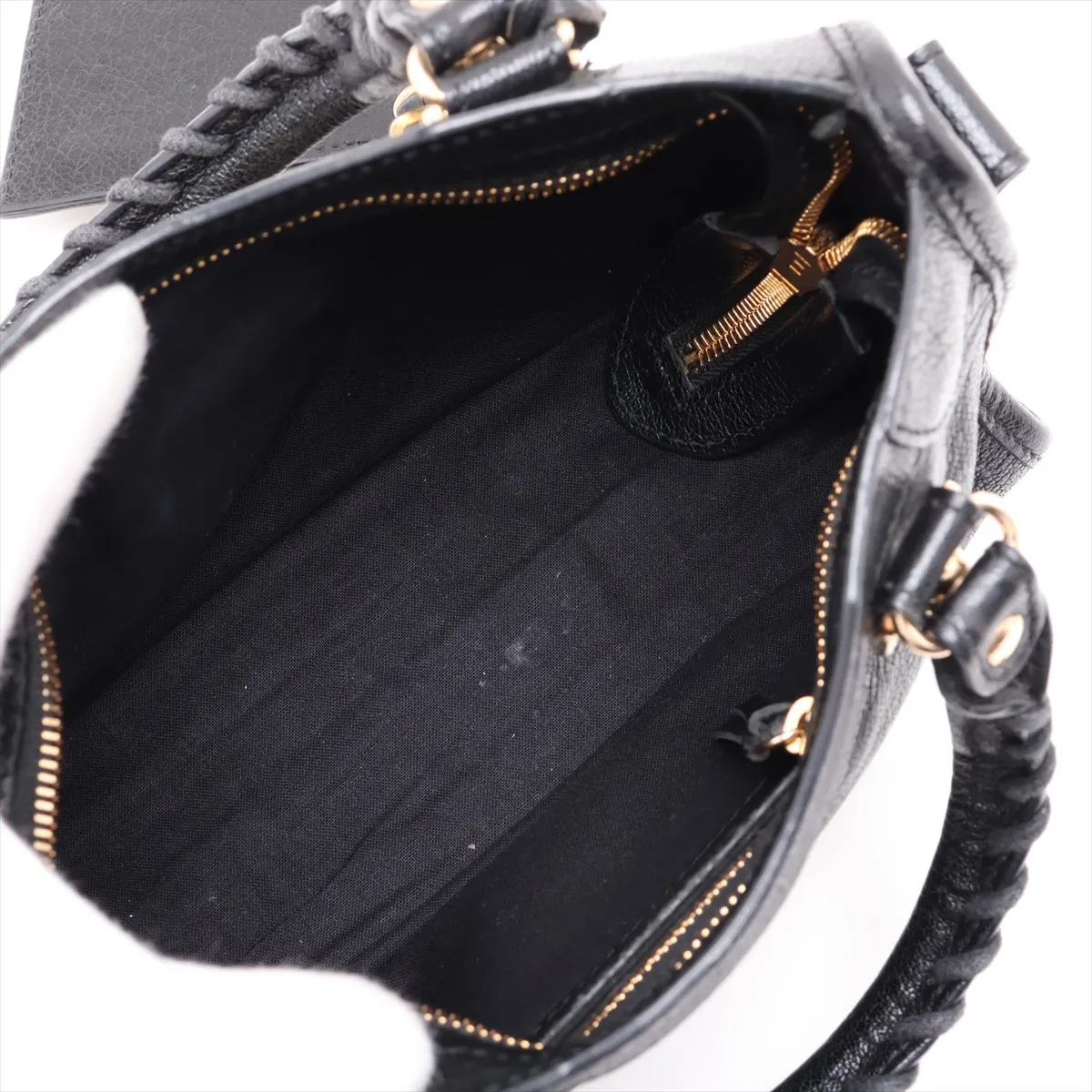 Classic Metal Edge City Leather 2-Way Handbag, Black, 390160, with Mirror — view 8