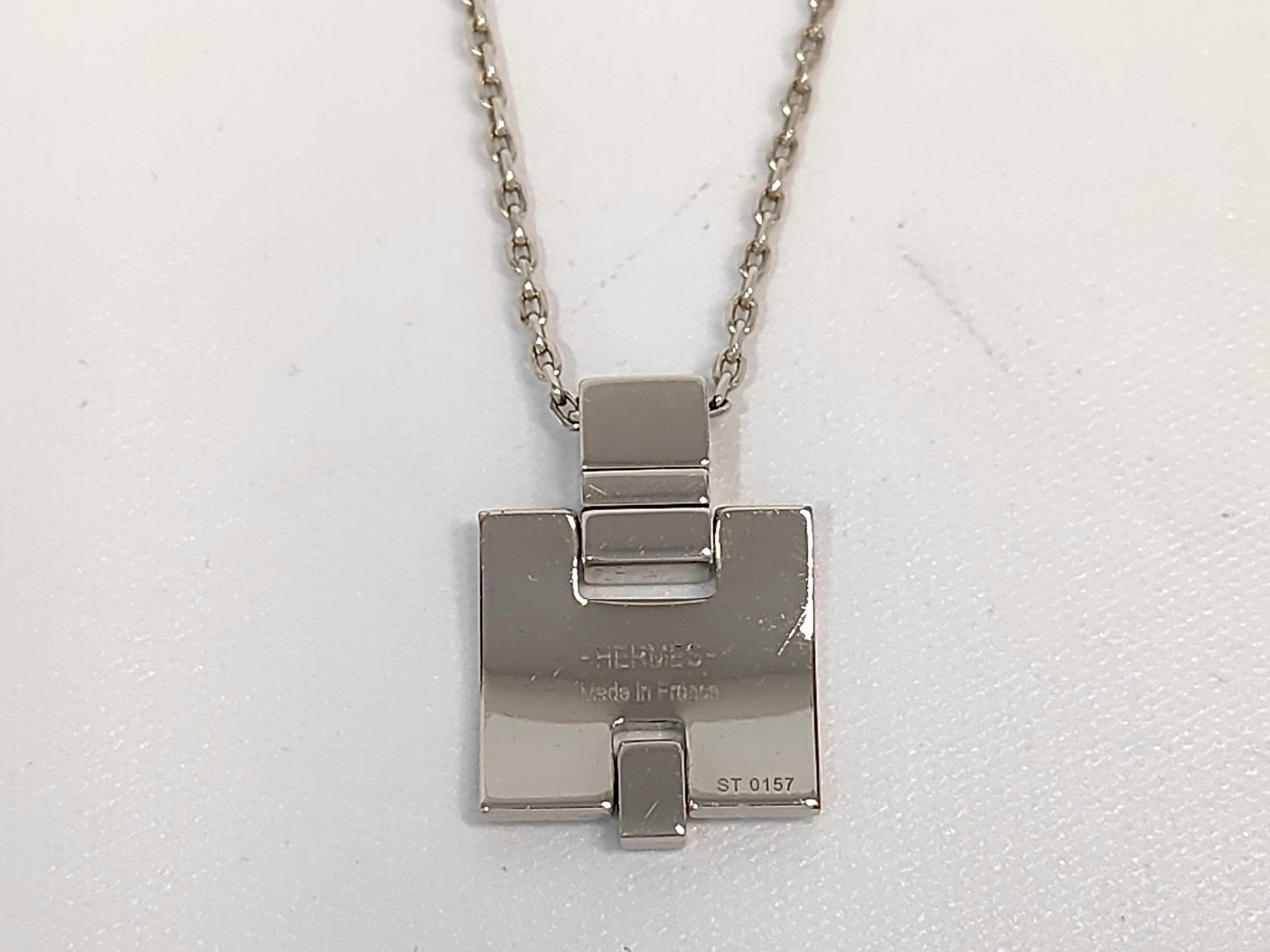 Eileen Necklace, Black with Silver Hardware, Hermes Necklace — view 2