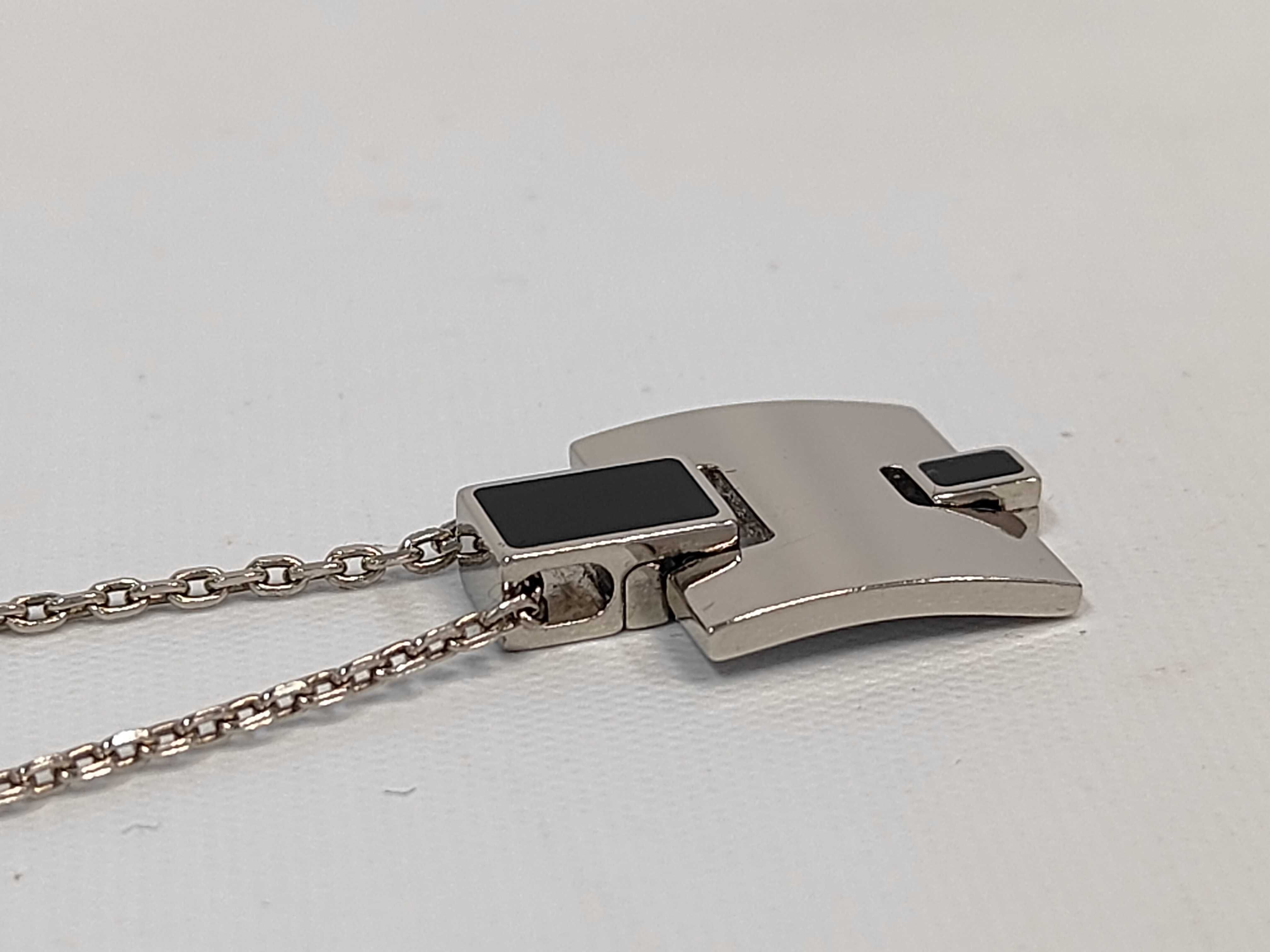 Eileen Necklace, Black with Silver Hardware, Hermes Necklace — view 3
