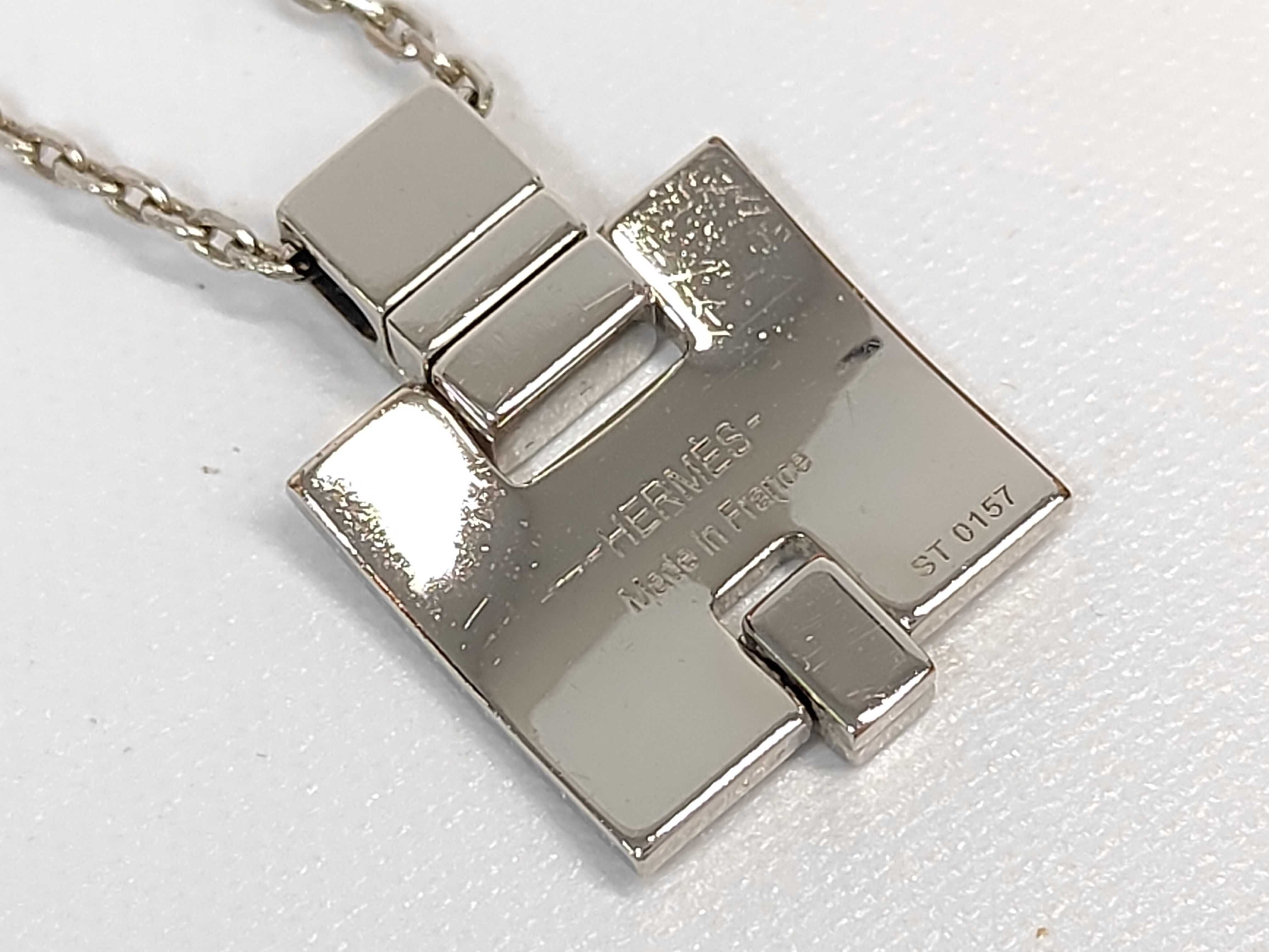Eileen Necklace, Black with Silver Hardware, Hermes Necklace — view 6