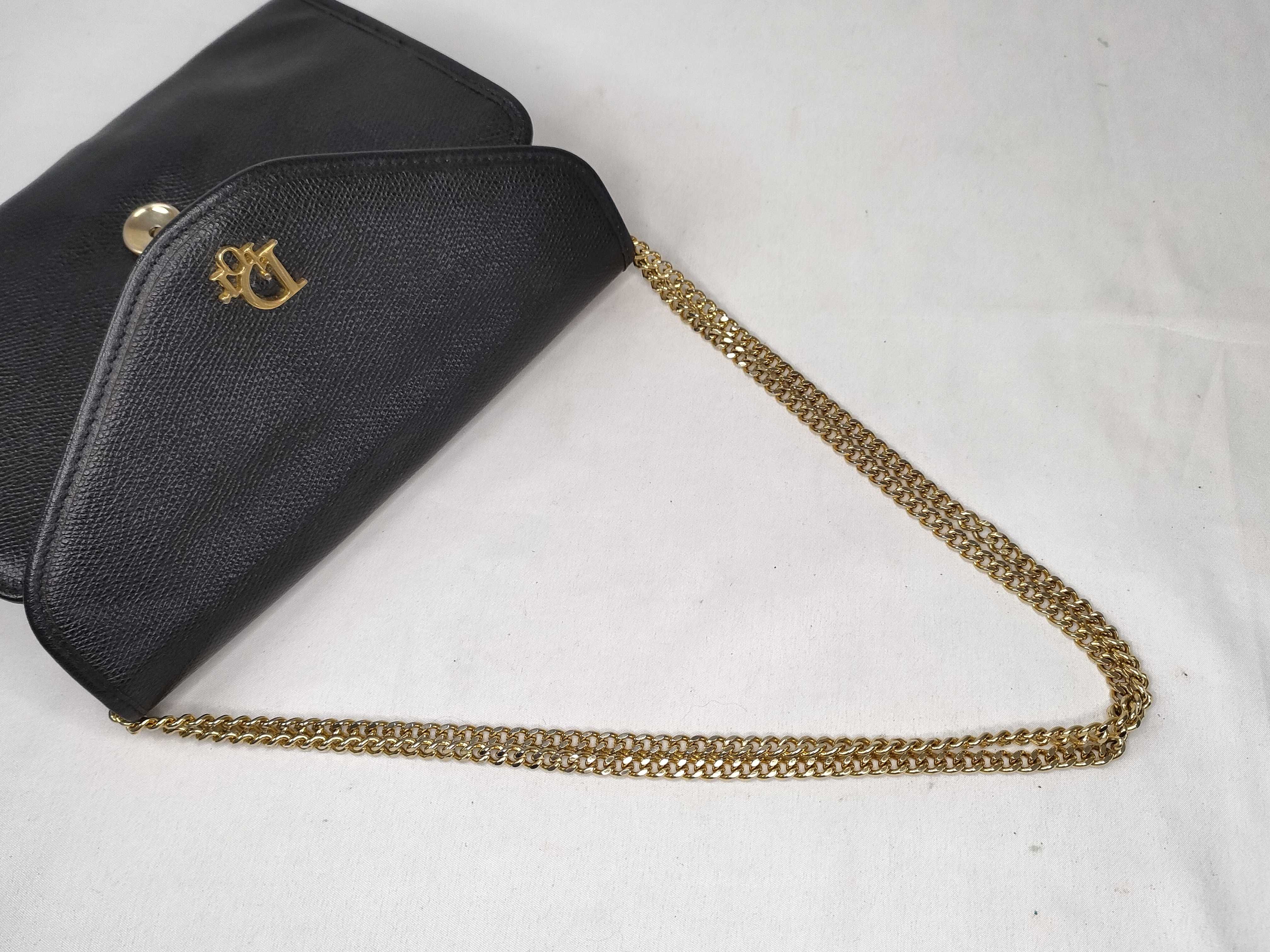 Chain Shoulder Bag, Leather, Black — view 3