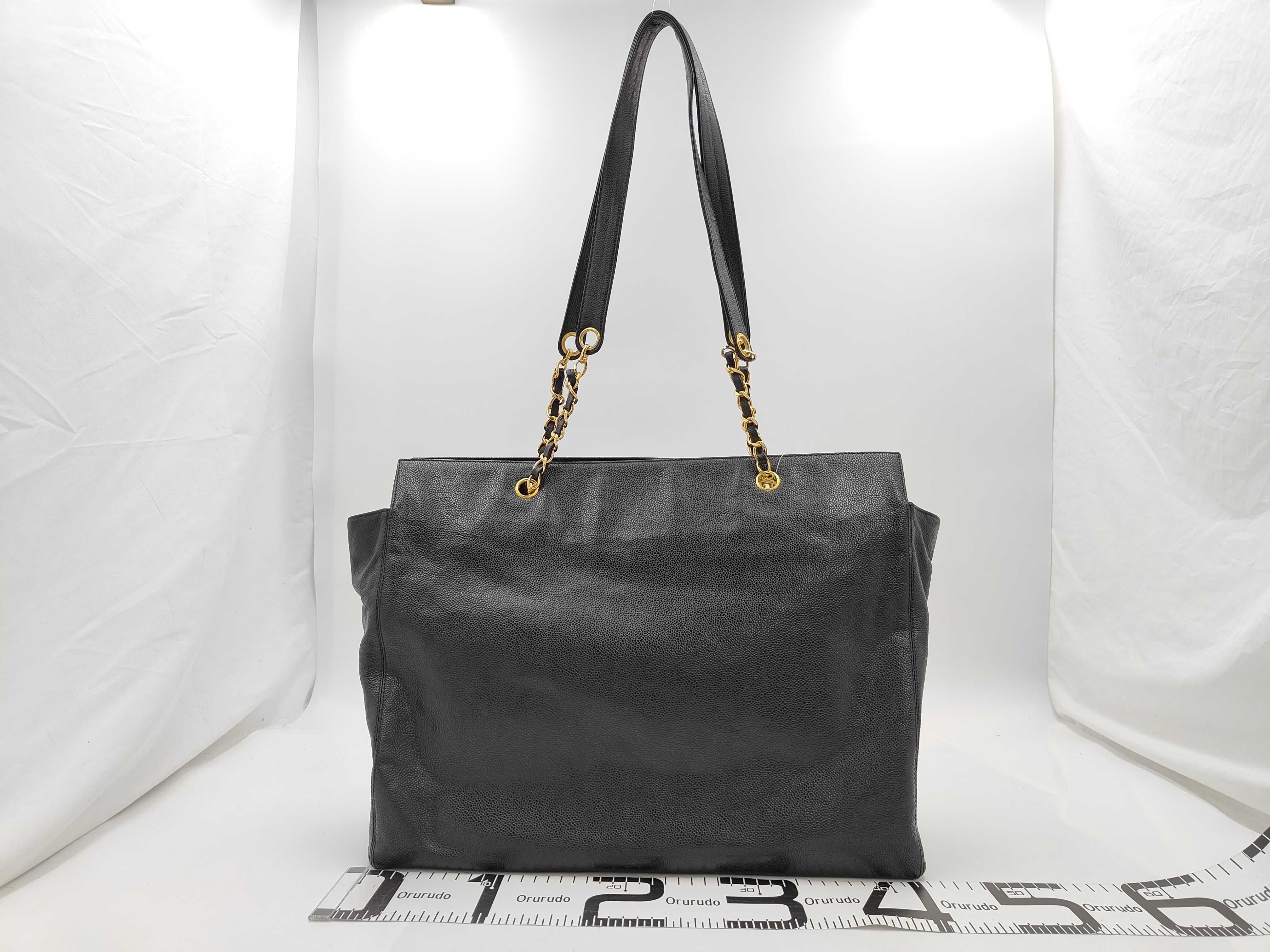 Caviar Skin Coco Mark Chain Tote Shoulder Bag — view 2