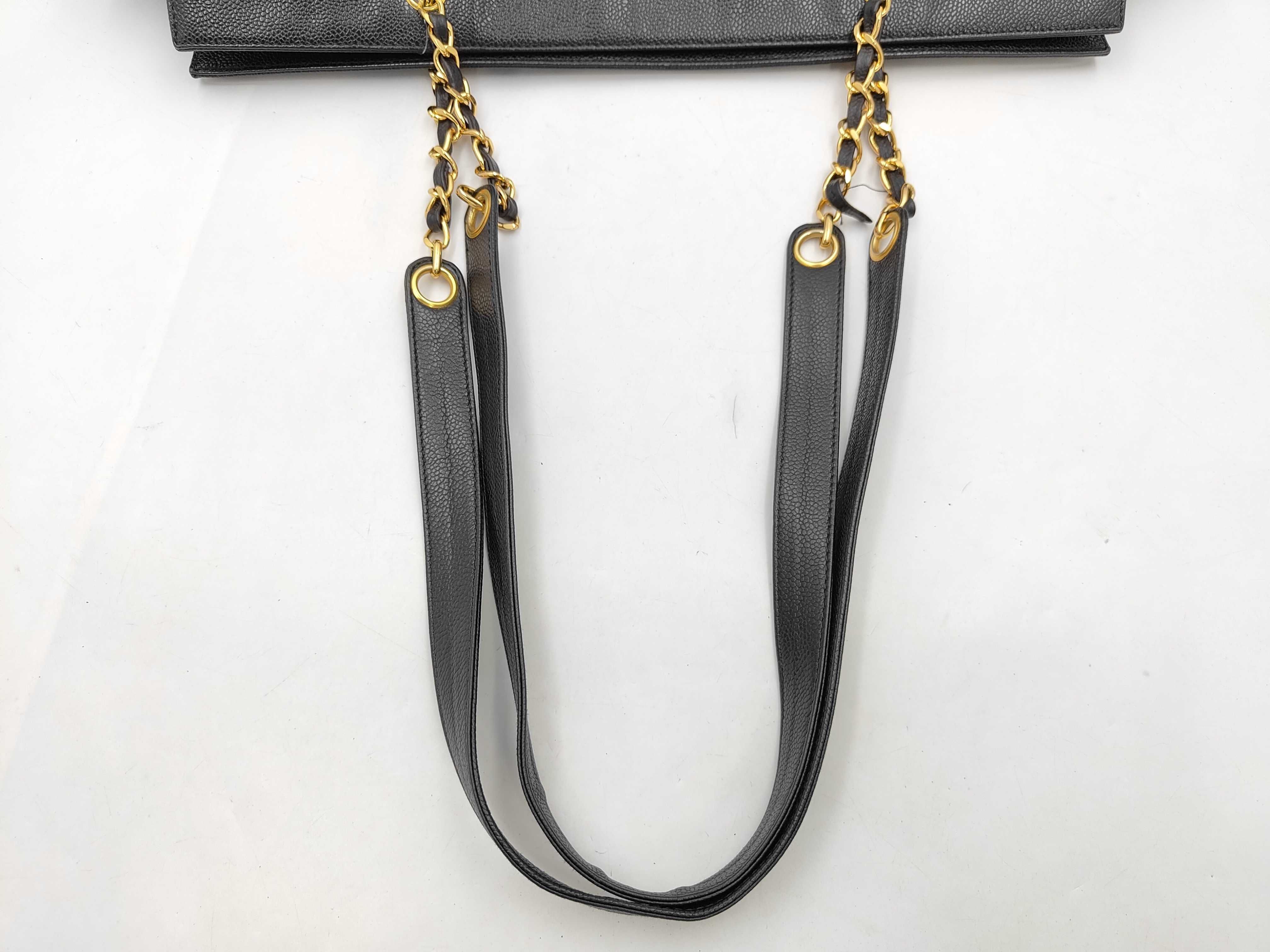 Caviar Skin Coco Mark Chain Tote Shoulder Bag — view 4